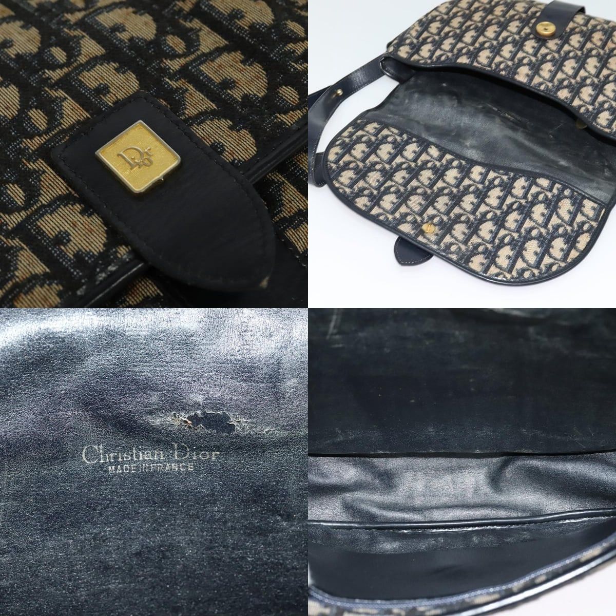 Dior DIOR Trotter Canvas Shoulder Bag Navy Gold Size ONE SIZE - 11 Thumbnail