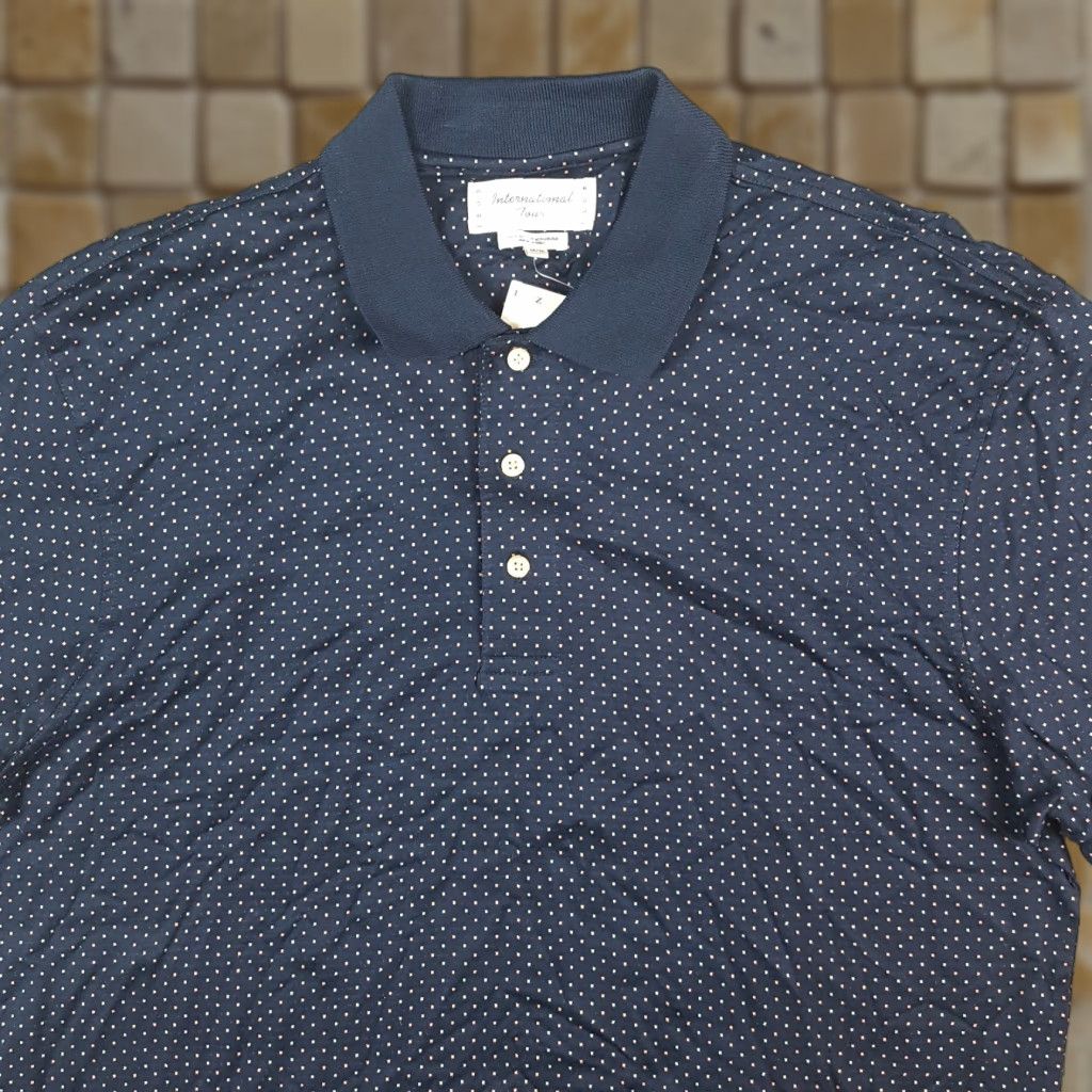 Izod VINTAGE IZOD Polo Shirt Polka Dot Navy Blue Mercerized Cotton Size M Short Sleeve Collared Shirt Men 90s Preppy Beach Workwear Golf Casual Punk Rock Size US M / EU 48-50 / 2 - 1 Thumbnail