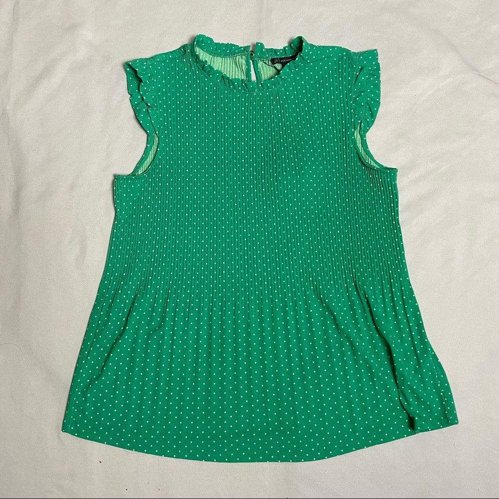 Adrianna Papell NWT New $59 Adrianna Papell Ruffled Neck Pleated Knit Green Size M / US 6-8 / IT 42-44 - 6 Thumbnail