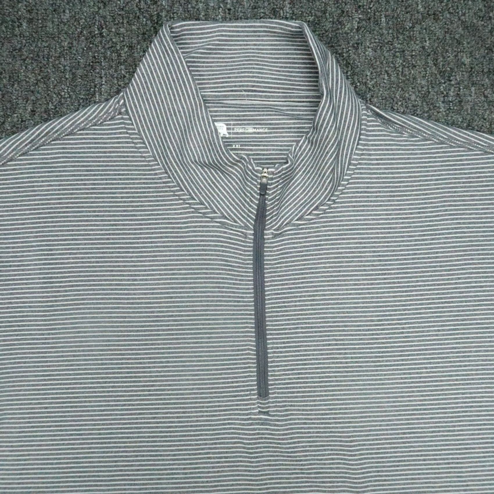 Vintage VINTAGE Onward Reserve Pullover Mens 2XL Gray Striped Quarter Zip Performance Mock Neck Size US XXL / EU 58 / 5 - 2 Thumbnail