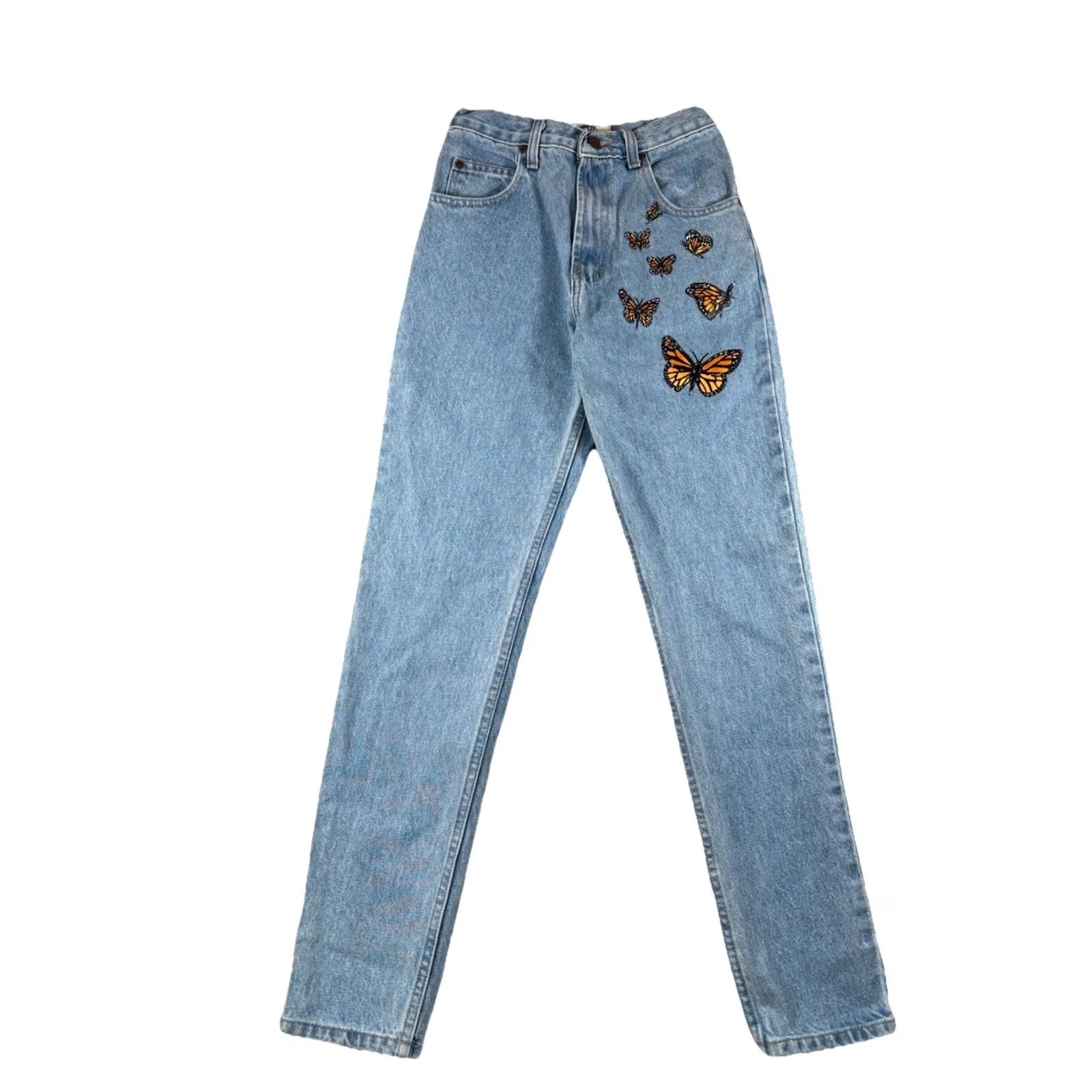 Vintage VINTAGE Austin Clothing Jeans Butterfly Straight Leg Mid-Rise Size 4M Womens Blue 5-Pocket Denim Mid 1990s 2000s Yes Size 27" / US 4 / IT 40 - 2 Thumbnail