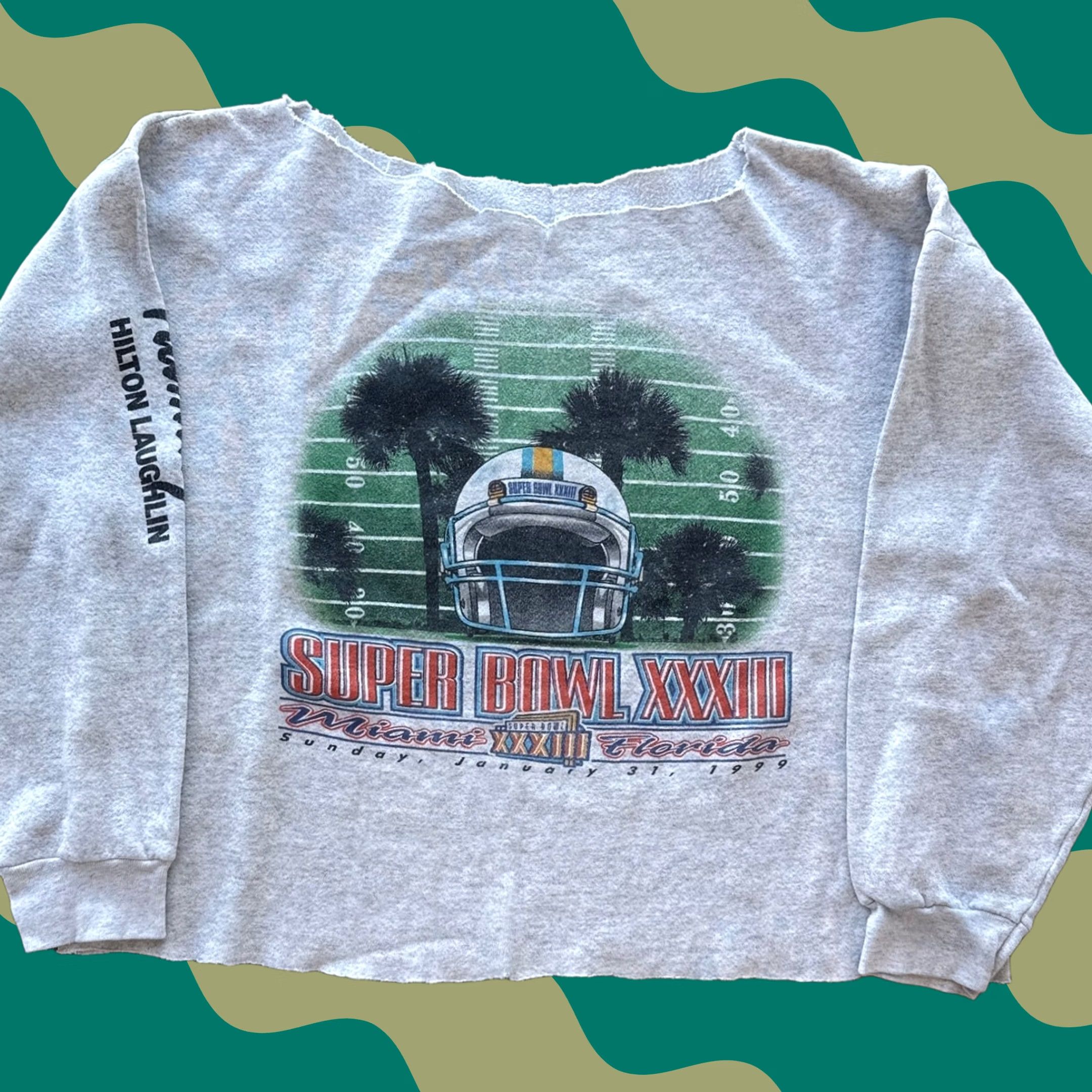 NFL VINTAGE Y2K Superbowl XXXIII NFL Football Broncos Falcons Crewneck Sweatshirt M Gray Mens Size US M / EU 48-50 / 2 - 1 Thumbnail