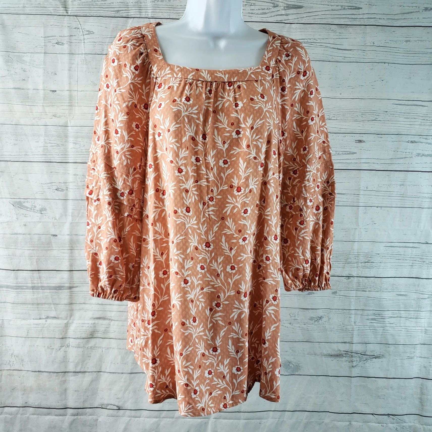 Vintage VINTAGE Isabel Maternity Womens Top XS Red White Floral Long Sleeve Rayon Size XS / US 0-2 / IT 36-38 - 2 Thumbnail