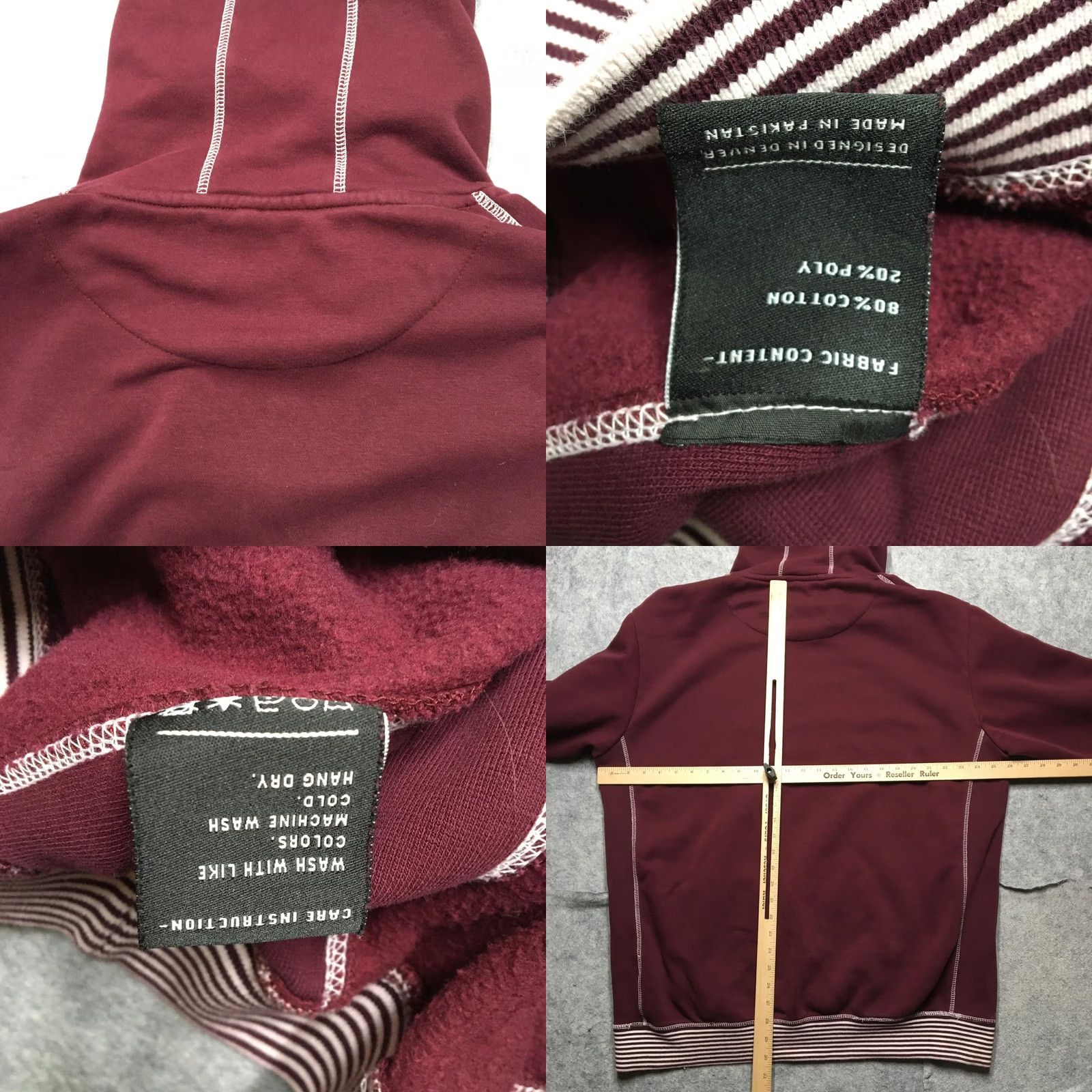 Logo 7 Jiberish Hoodie Mens XL Red Pullover Fleece Sweatshirt Striped Hem J Chest Logo Size US XL / EU 56 / 4 - 8 Thumbnail