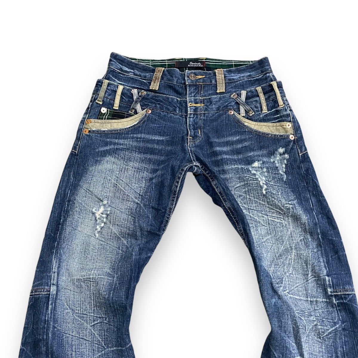 Le Grande Bleu (L.G.B.) DOMINATED HANDCRAFTED LOVEROCK DOUBLE WAIST SPIRAL CUT JEANS Size US 30 / EU 46 - 3 Thumbnail