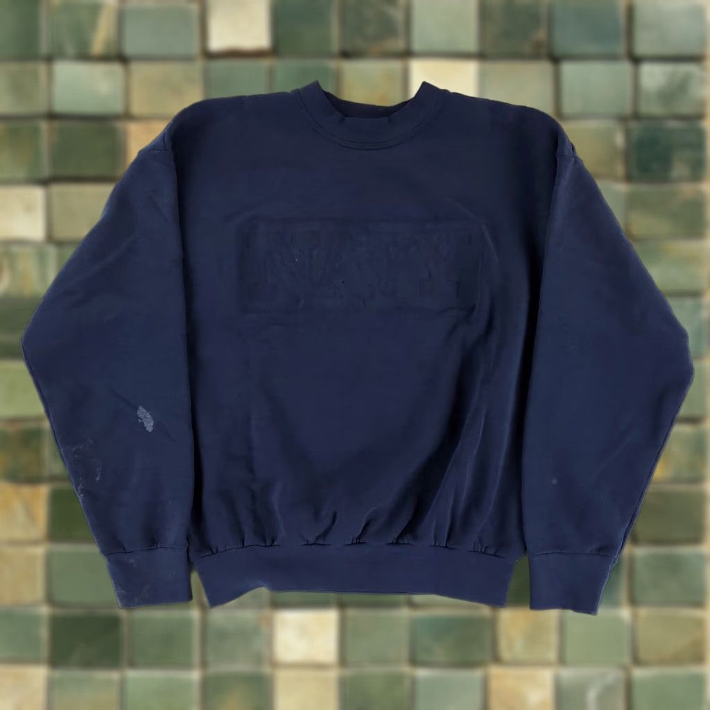 Fruit Of The Loom VINTAGE Fruit of the Loom Sweatshirt Blue Long Sleeve Mens L Embossed 90s US Navy Size US L / EU 52-54 / 3 - 1 Thumbnail