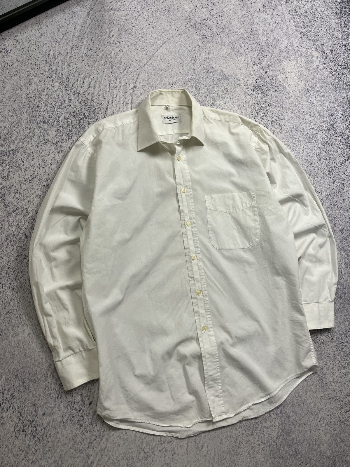 Vintage × Yves Saint Laurent Vintage 90s Yves Saint Laurent Pocket Logo Button Up Shirt Size US L / EU 52-54 / 3 - 3 Thumbnail