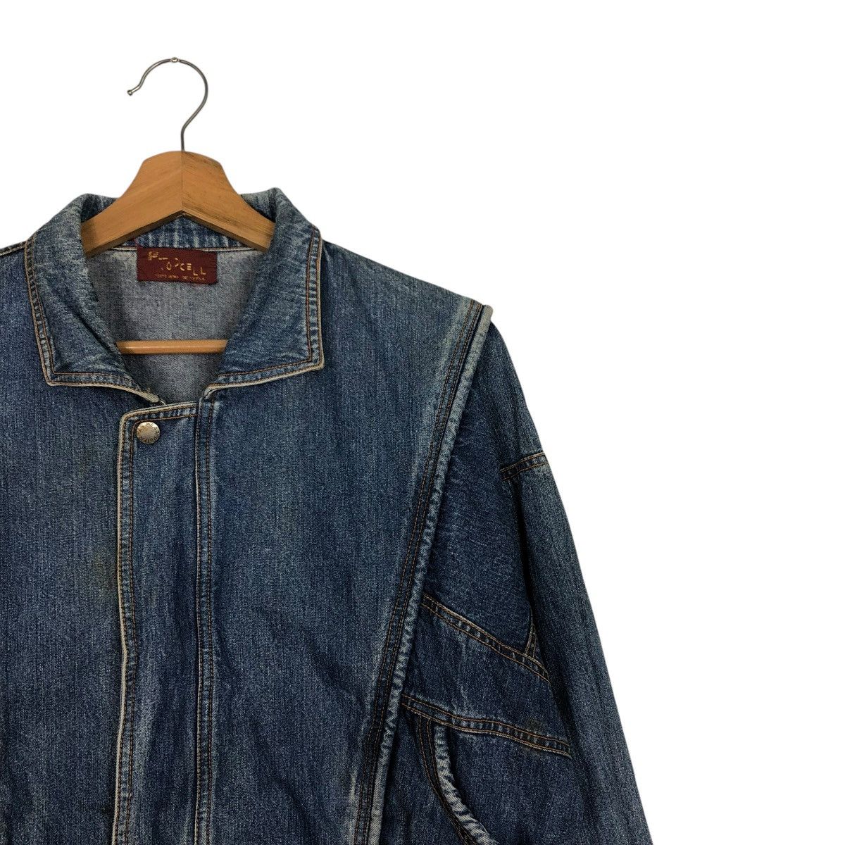 Japanese Brand 🔥VINTAGE BOMBER DENIM JACKET CELL TOKYO JAPAN ISSEY MIYAKE Size US S / EU 44-46 / 1 - 8 Thumbnail