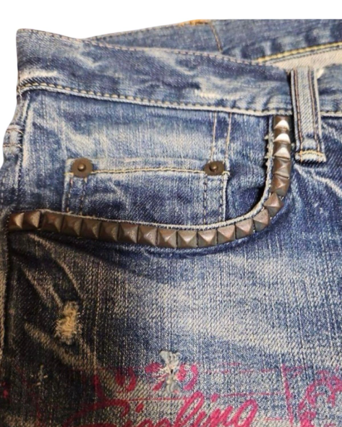 Hysteric Glamour Destroy All Monsters Studded Denim Jeans Size US 34 / EU 50 - 3 Thumbnail