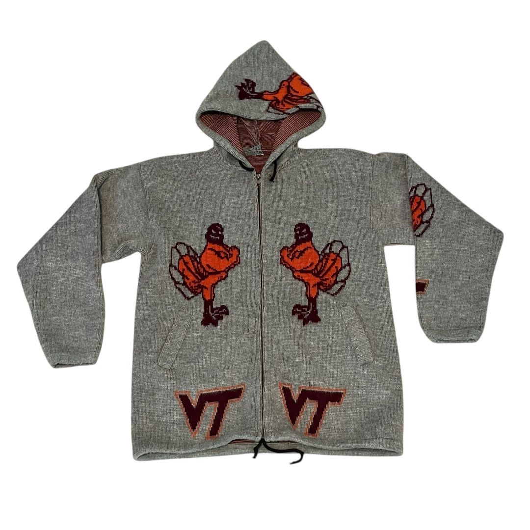 Vintage VINTAGE Virginia Tech Hokie Bird Zip Up Baja Hoodie Size US L / EU 52-54 / 3 - 1 Thumbnail