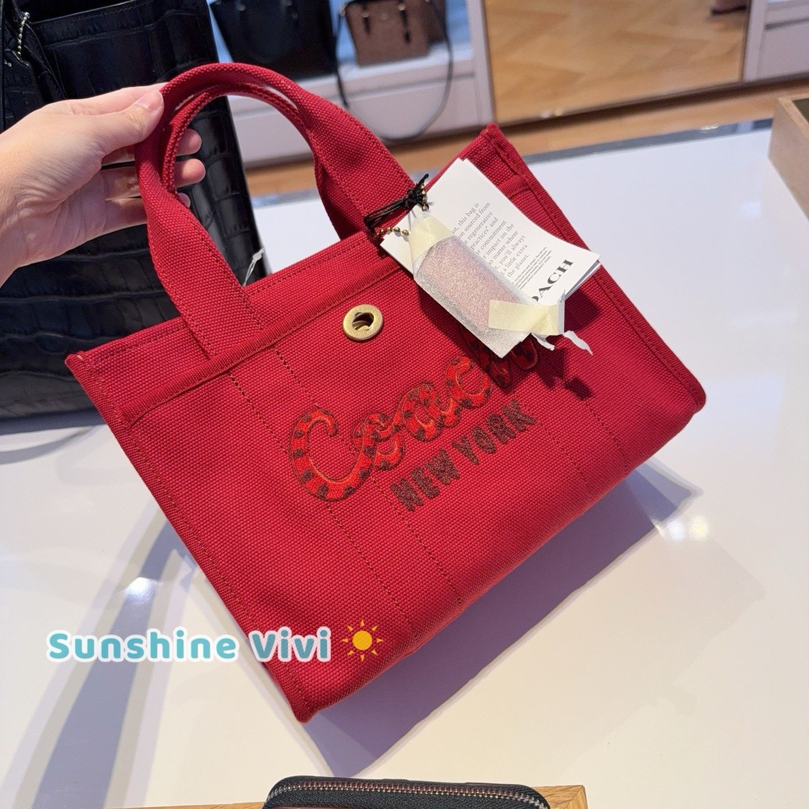 Coach NWT Coach New Year Cargo Tote, Bag Snake Logo Brass/Ruby Size ONE SIZE - 5 Thumbnail