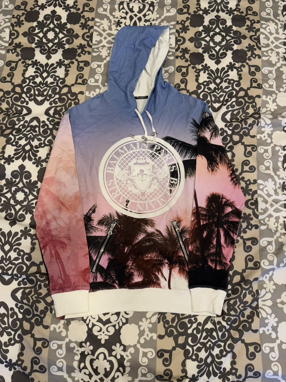 Balmain Balmain Paris Palm Tree Sunset Zip Hoodie SS19 - Size S Size US S / EU 44-46 / 1 - 1 Thumbnail
