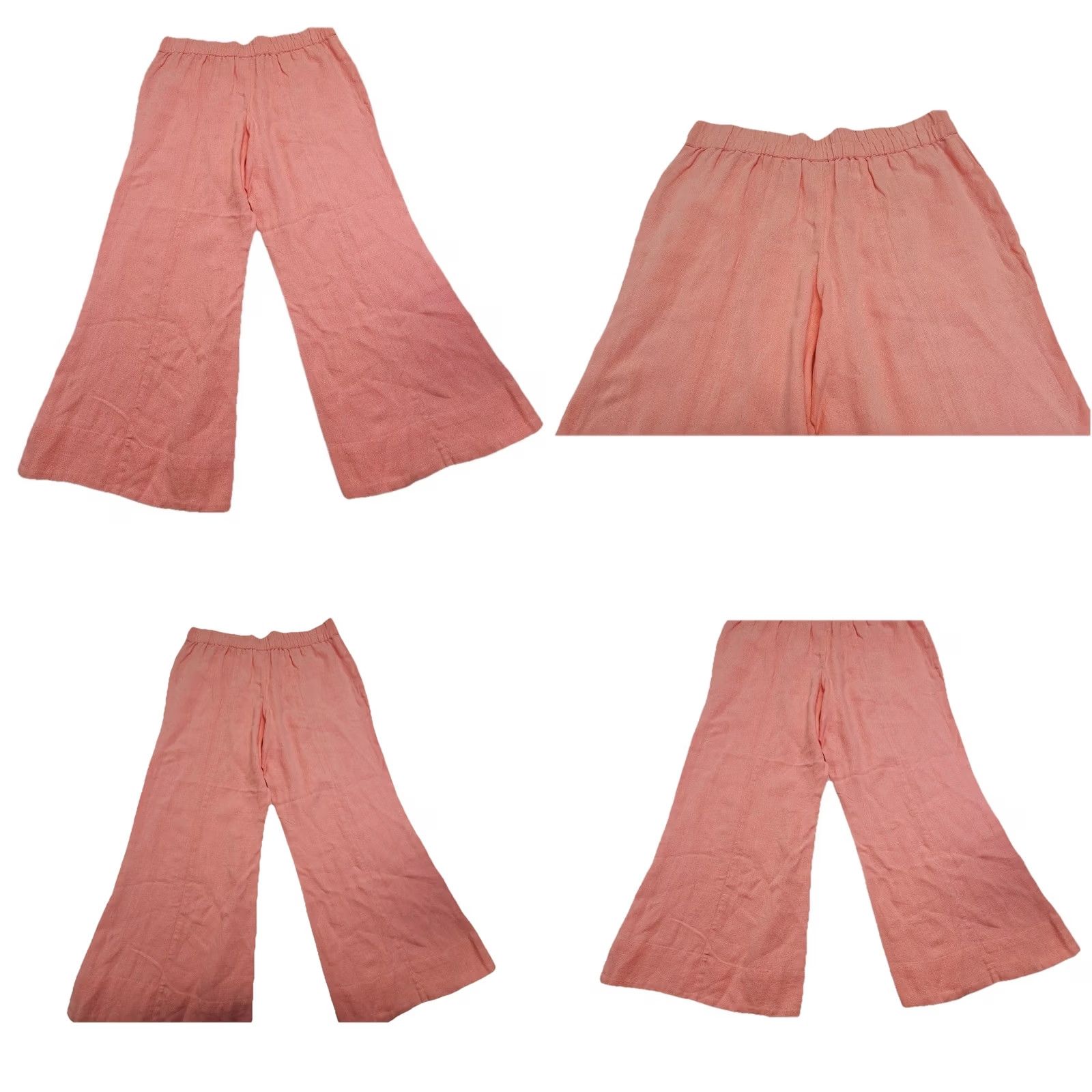 Pinko Ivy Jane Pink Linen Wide Leg Pants Womens Small Boho Cottagecore Elastic Waist - Pants - Small - Pink - Linen - Wide-Leg - Beach - Bohemian - 90s? Size 28" / US 6 / IT 42 - 8 Thumbnail