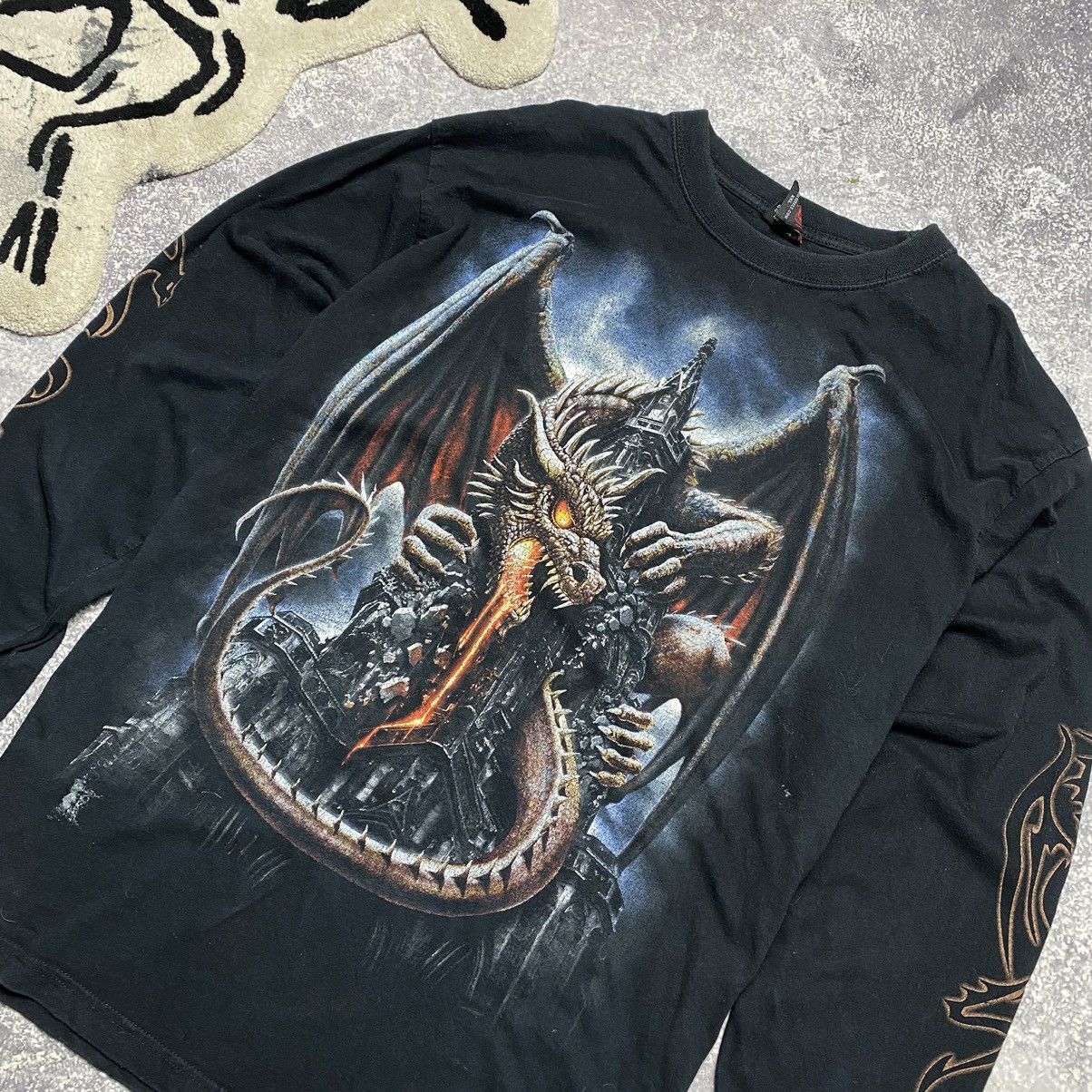 Band Tees Vintage Spiral Dragon Rare Big Graphic overprint Longsleeve Size US XXL / EU 58 / 5 - 2 Thumbnail