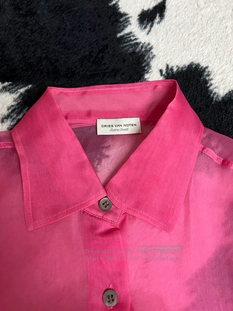 Dries Van Noten Dries Van Noten Pink silk see-through shirt Size L / US 10 / IT 46 - 4 Thumbnail