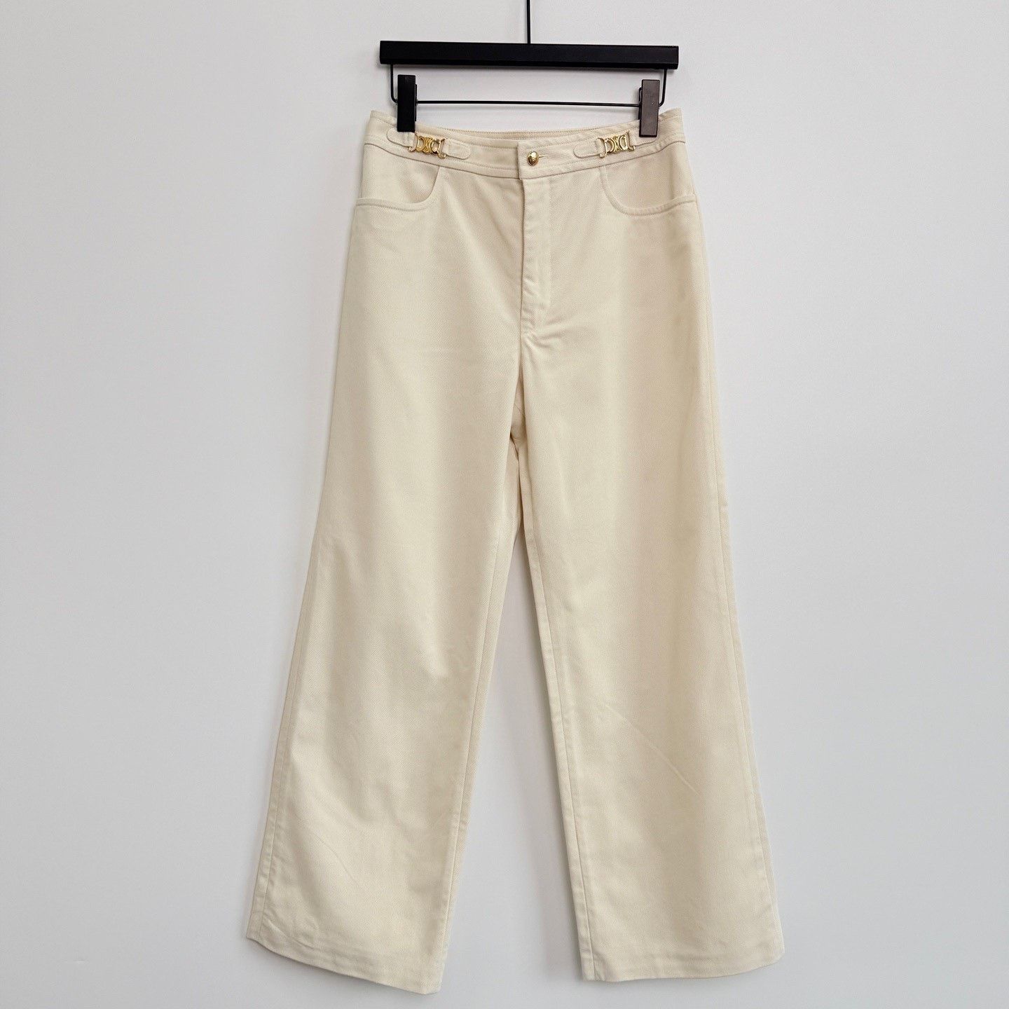 Celine CELINE Triomphe Gold Chain Twill Trousers Size 38" / US 16 / IT 52 - 1 Thumbnail