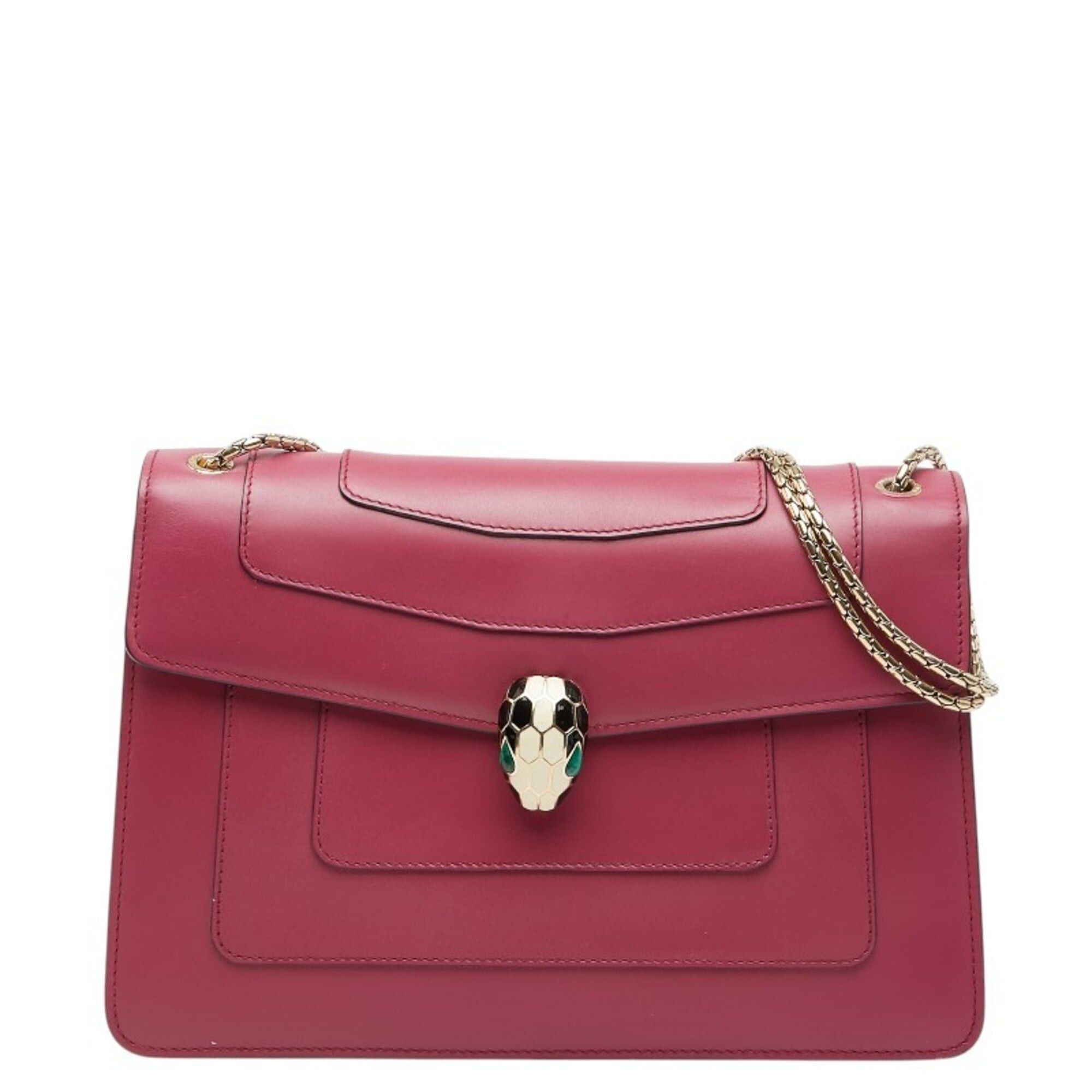 Bvlgari BVLGARI Serpenti Forever Chain Shoulder Bag 280148 Berry Tourmaline Pink Leather Onyx Women's Size ONE SIZE - 1 Thumbnail