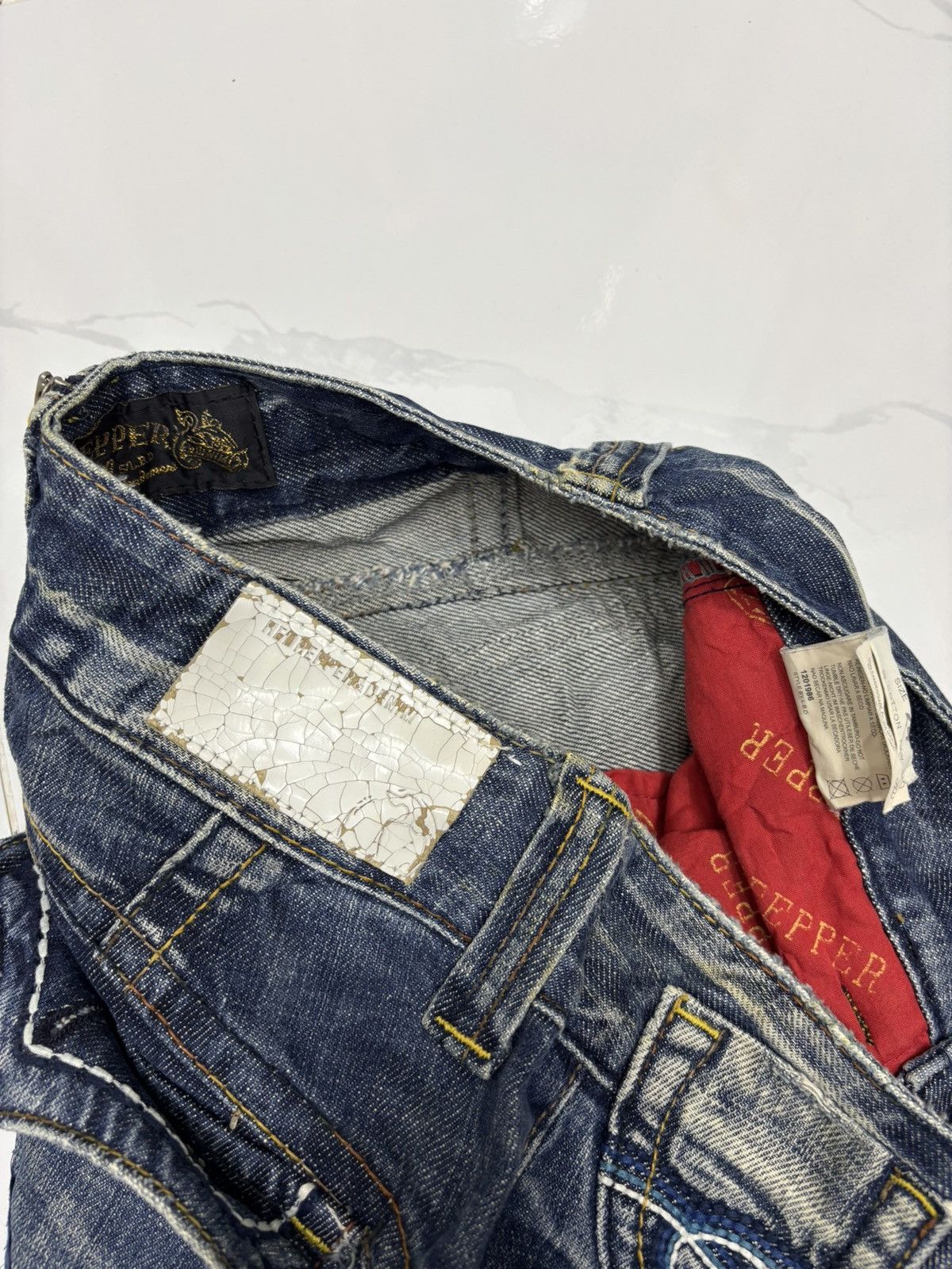 If Six Was Nine RED PEPPER FLARE JEANS BOOTCUT DISTRESSED DENIM Size 27" / US 4 / IT 40 - 13 Thumbnail