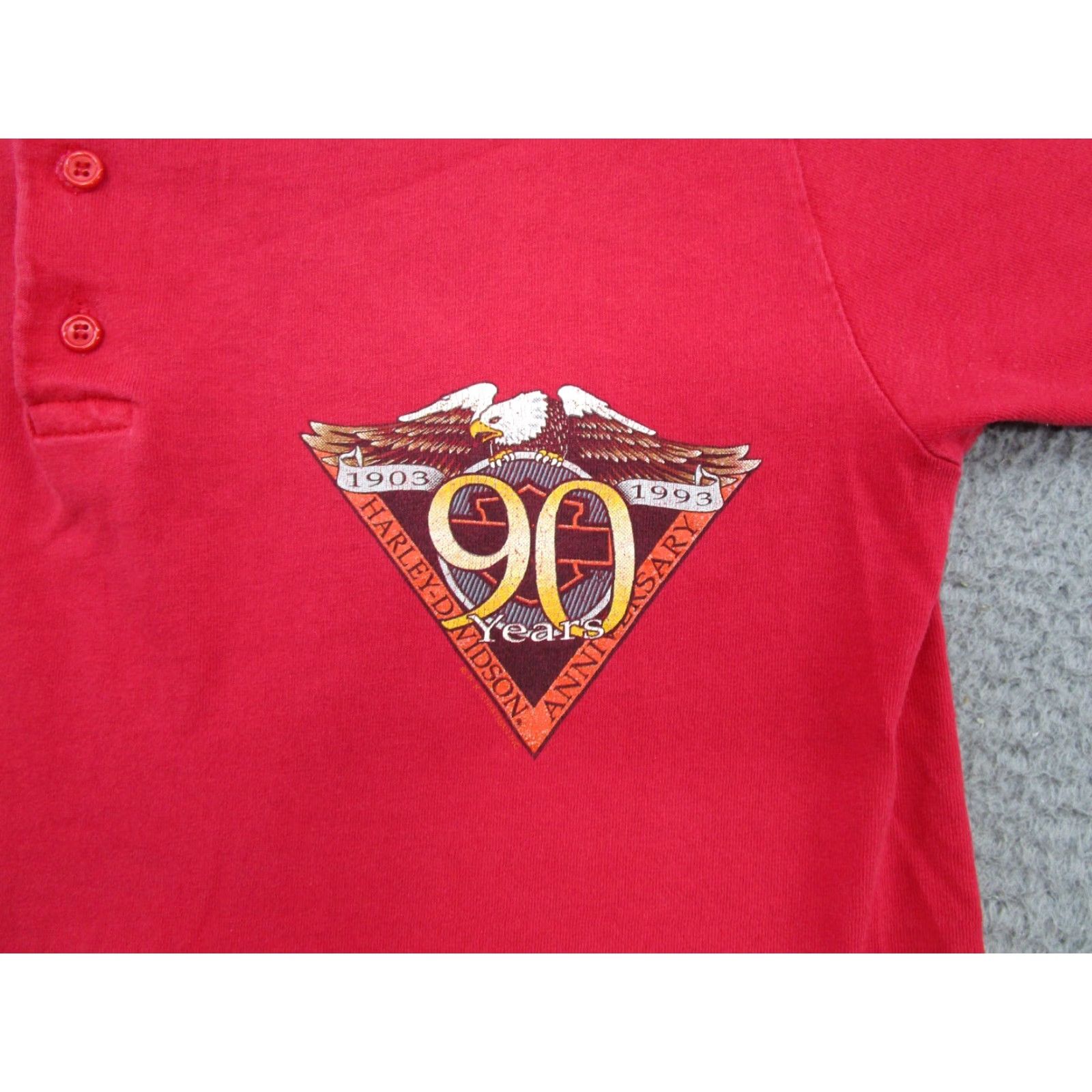 Harley Davidson Vintage Harley-Davidson 90th Anniversary Pocket Henley Shirt M Red Mens T-Shirt Short Sleeve Size M Home Size US M / EU 48-50 / 2 - 2 Thumbnail