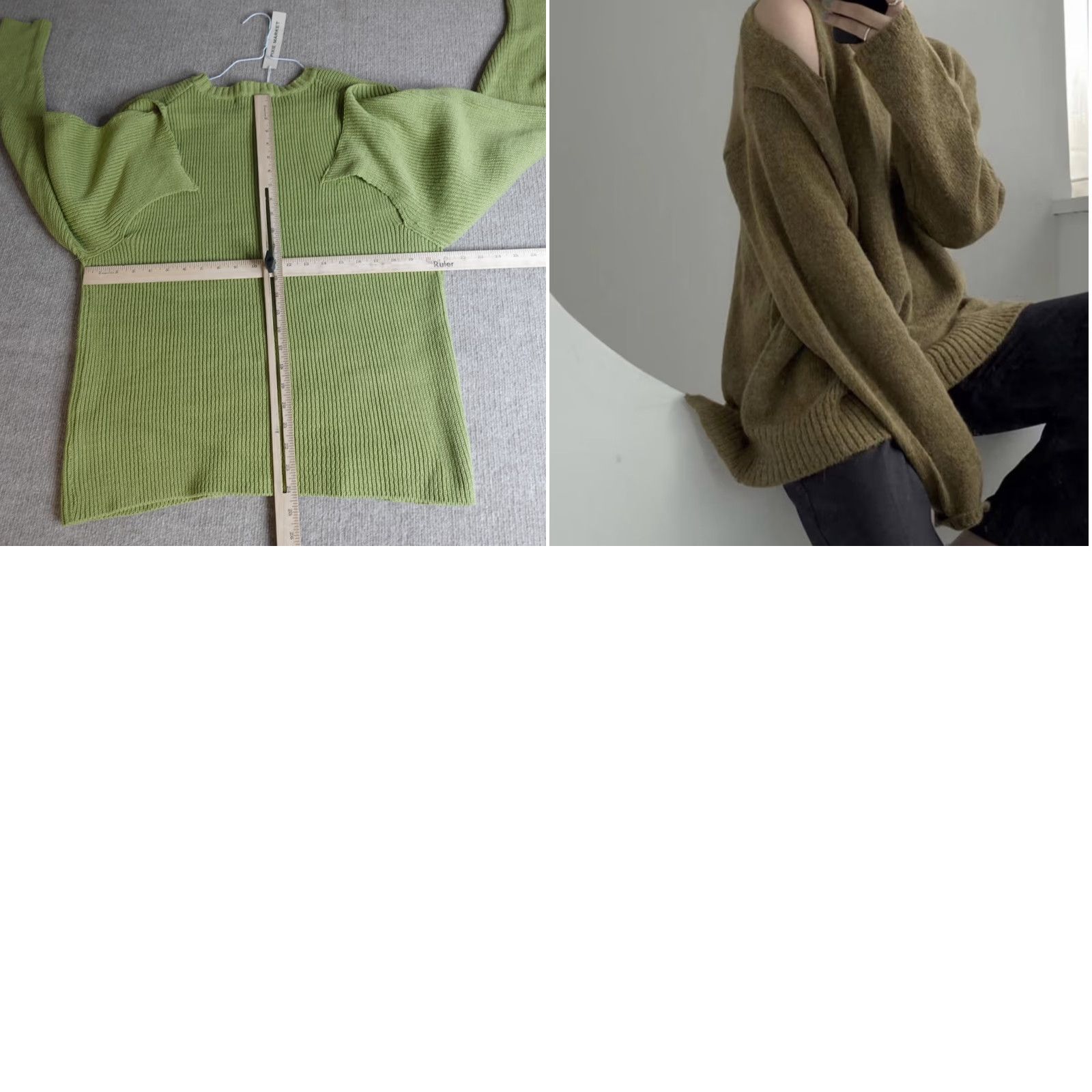 Vintage More Than Yesterday Womens Sweater M Green Solid Cold Shoulder Pullover Knit Long Sleeve Casual Vintage: No Size M / US 6-8 / IT 42-44 - 9 Thumbnail