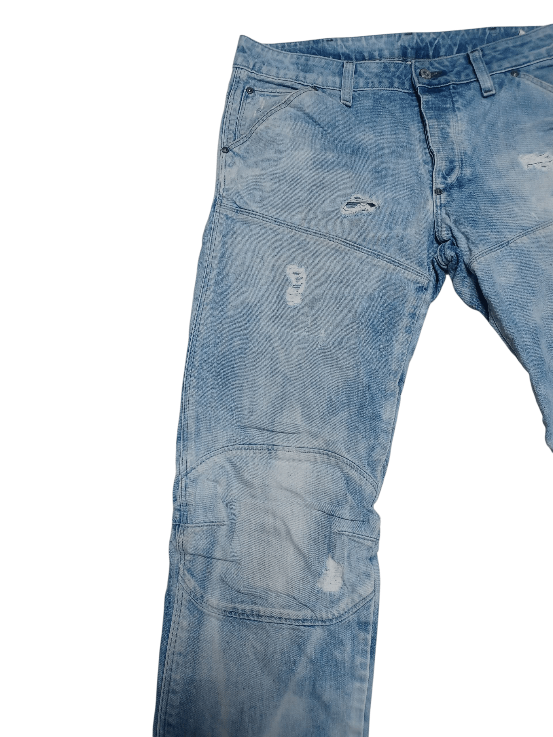G-Star G STAR RAW DISTRESSED DOUBLE KNEE WASHED JEANS DENIM W33 L34 Size US 33 - 2 Thumbnail
