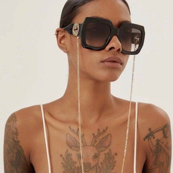 image of New Gucci Gg1022S 005 Black/brown Square Sunglasses, Women's