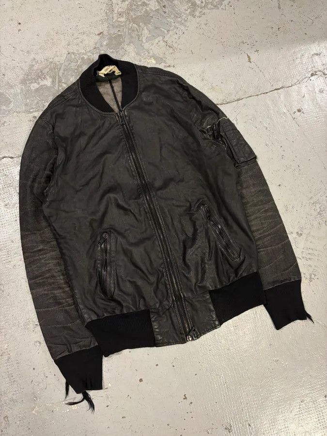 Giorgio Brato 2000s Giorgio Brato Black Faded Distressed Leather Bomber Jacket Size US M / EU 48-50 / 2 - 4 Thumbnail