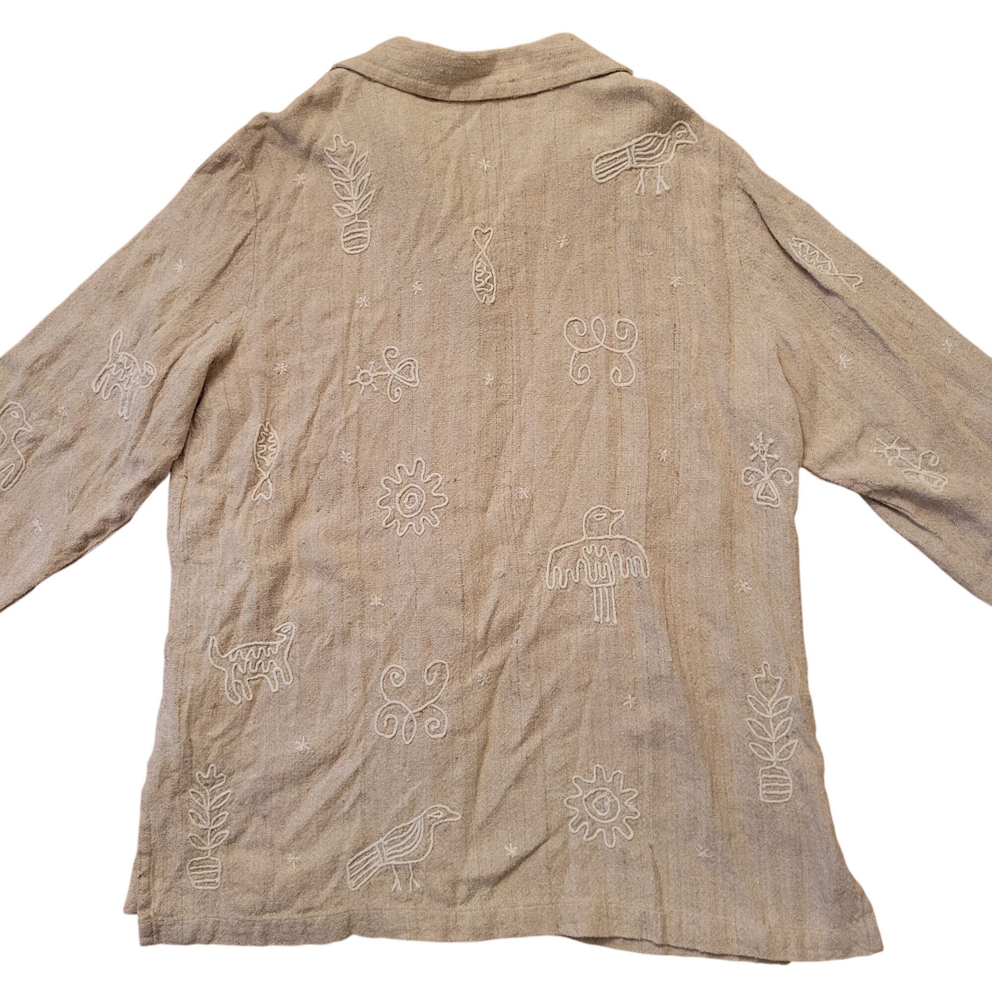 Vintage Chicos Design 3 Beige Embroidered Silk Button Up Blouse XL 1 Size XL / US 12-14 / IT 48-50 - 5 Thumbnail