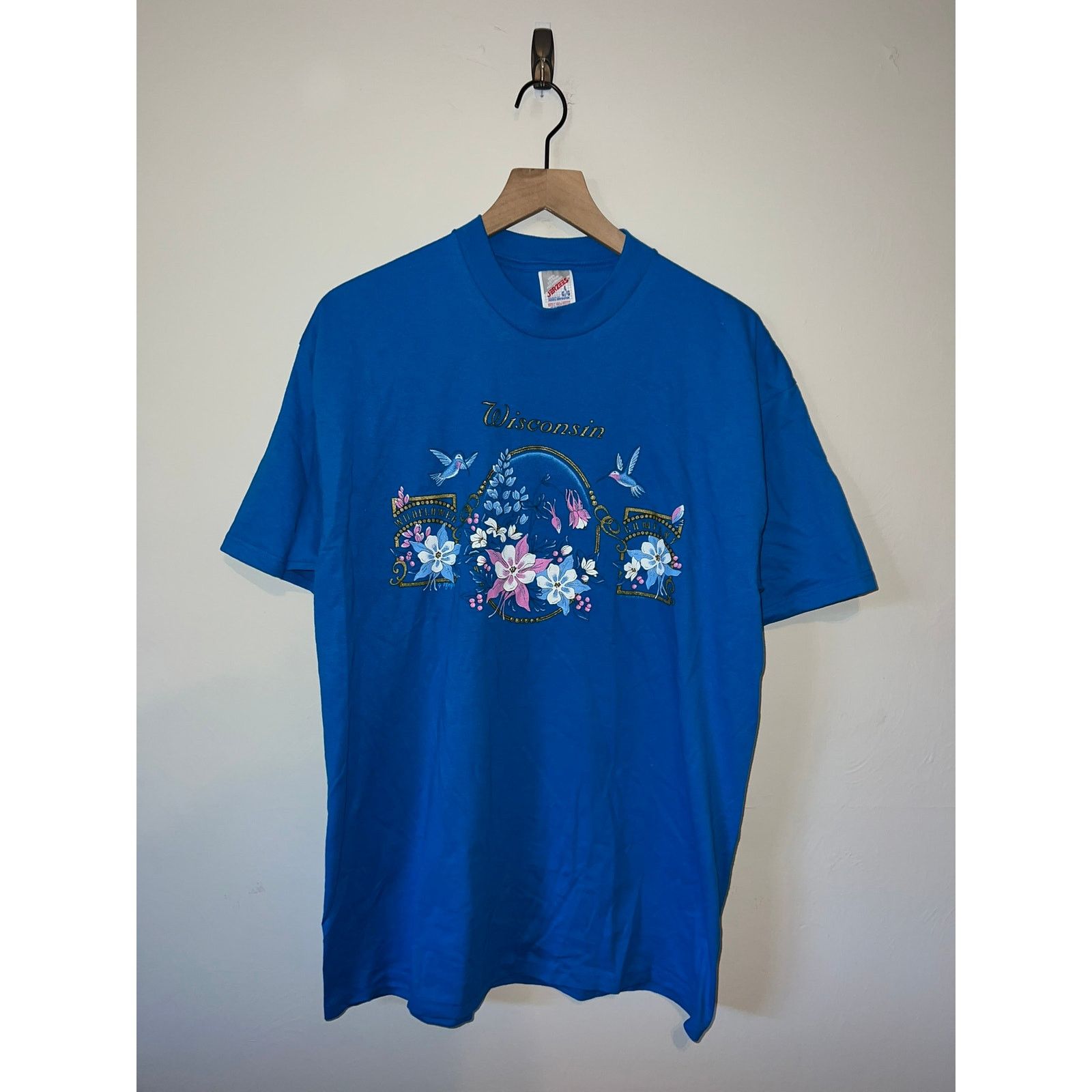 Jerzees Vintage Wildflower Shirt Wisconsin Blue Graphic Tee VTG L Size US L / EU 52-54 / 3 - 1 Thumbnail