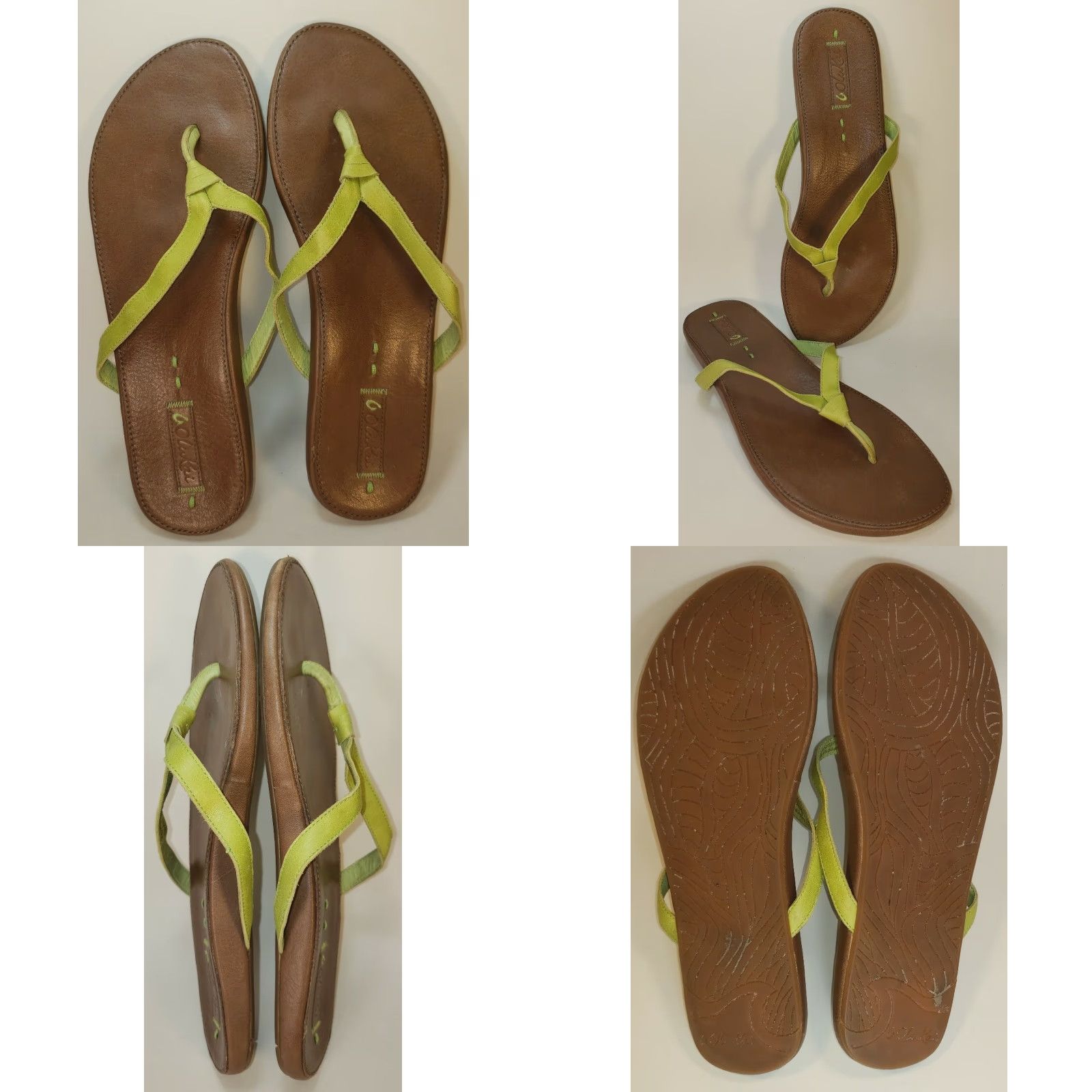 Olukai OluKai Hulali Flats Sandal Flip Flop Women's Size 11M Green Leather Straps Sandals Casual Comfort Arch Support Leather Insole M Strap Size US 11 / IT 41 - 8 Thumbnail