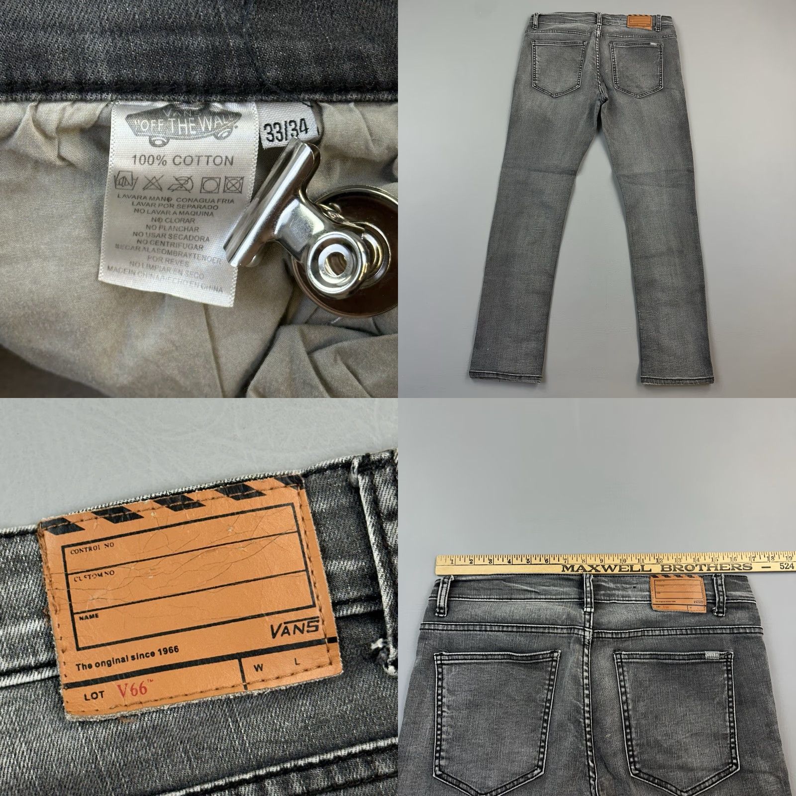Vans Vans Jeans Mens 34x30 Charcoal Wash V66 Slim Straight Distressed Skate Casual Jeans Mens Slim 34x30 Gray Denim Distressed 5-Pocket USA VANS Size US 34 / EU 50 - 8 Thumbnail