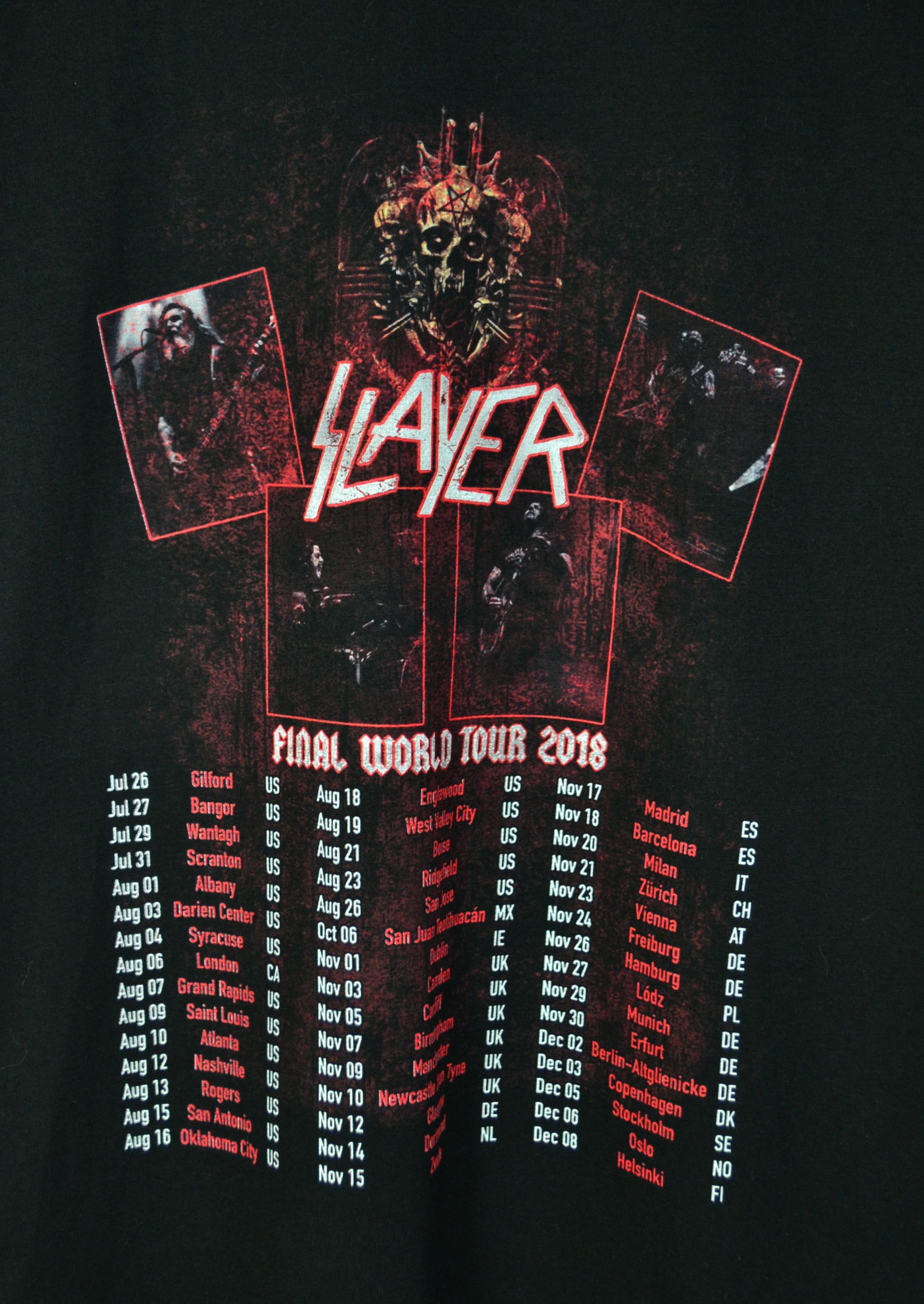 Band Tees × Slayer Slayer Final World Tour 2018 T-Shirt Band Tees Size US L / EU 52-54 / 3 - 7 Thumbnail
