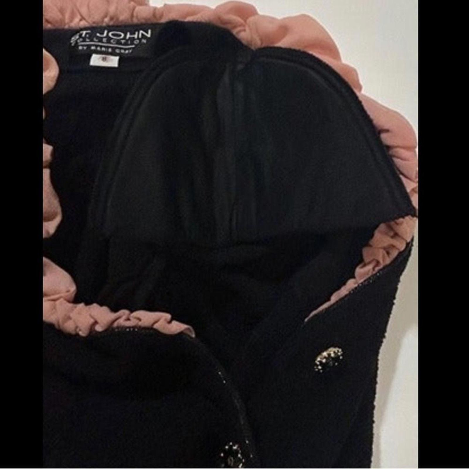 St. John St John Chic Black Jacket with Ruffled Pink Skirt Suit Size M / US 6-8 / IT 42-44 - 5 Thumbnail