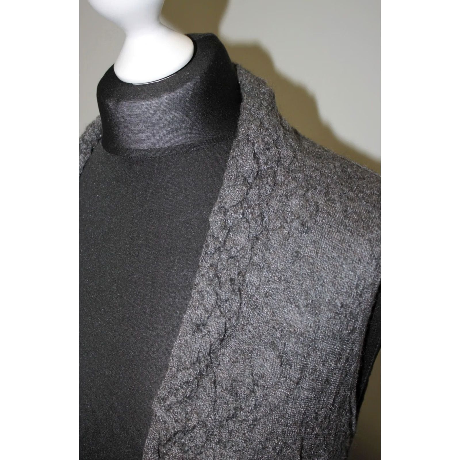 Sarah Pacini Sarah Pacini Grey Wool Vest Robe Wrap One Size Womens Cardigan Jumper Size ONE SIZE - 2 Thumbnail