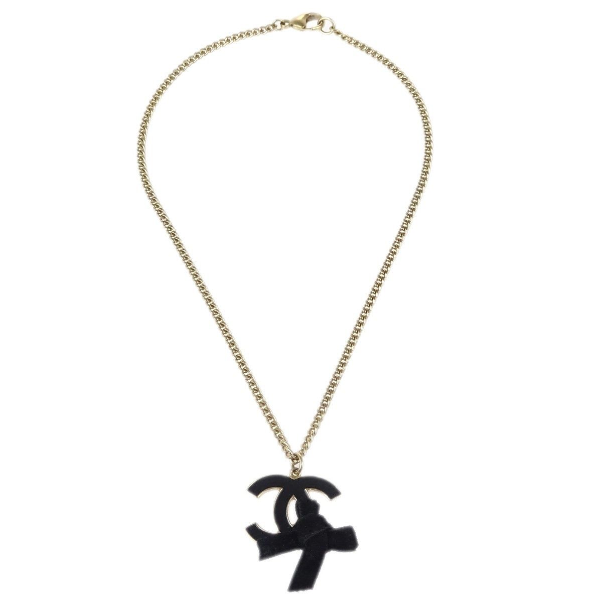 Chanel Chanel CC Bow Chain Pendant Necklace Metal with Leather Size ONE SIZE - 1 Thumbnail