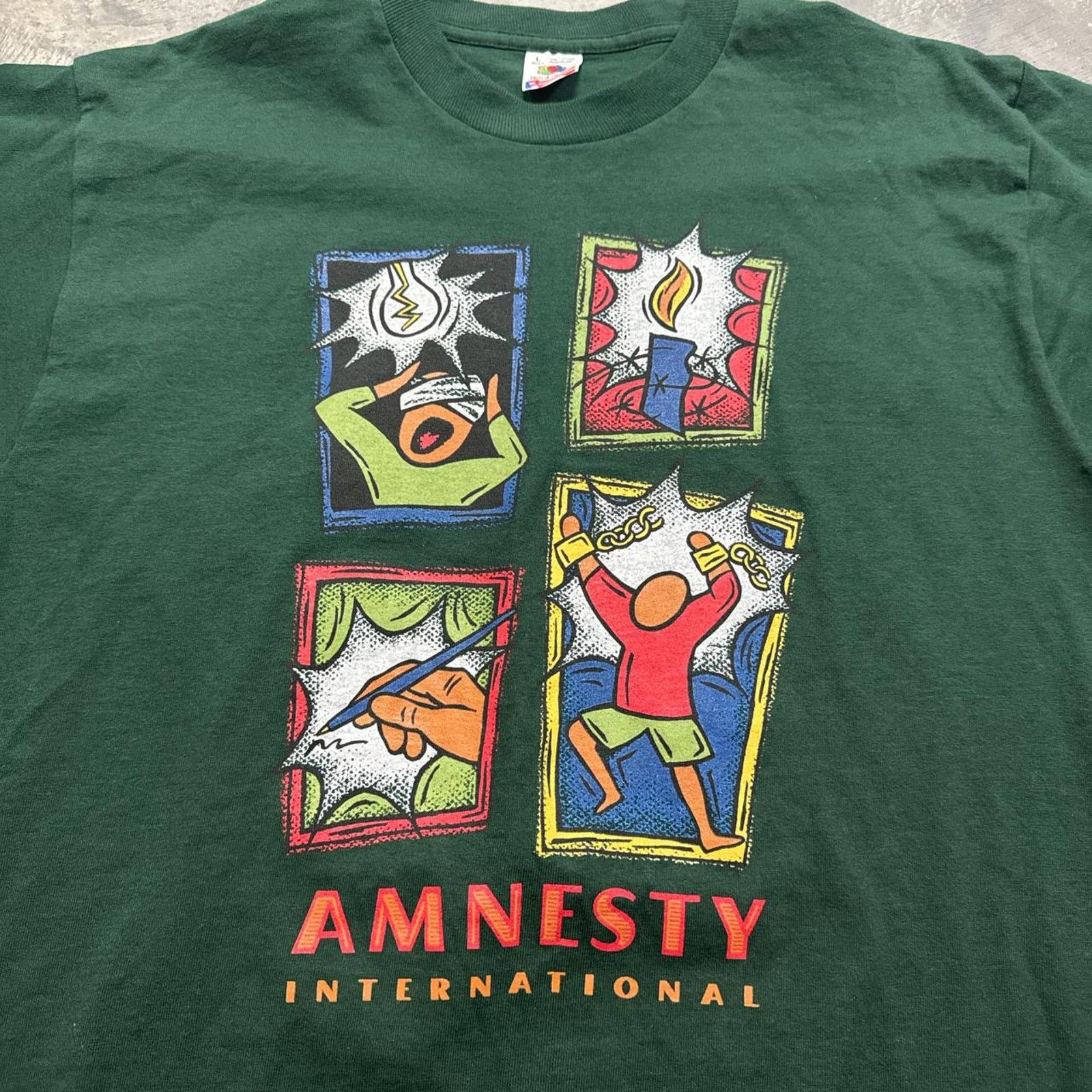 Vintage Vintage 90s Amnesty International Human Rights T-Shirt Size US L / EU 52-54 / 3 - 2 Thumbnail
