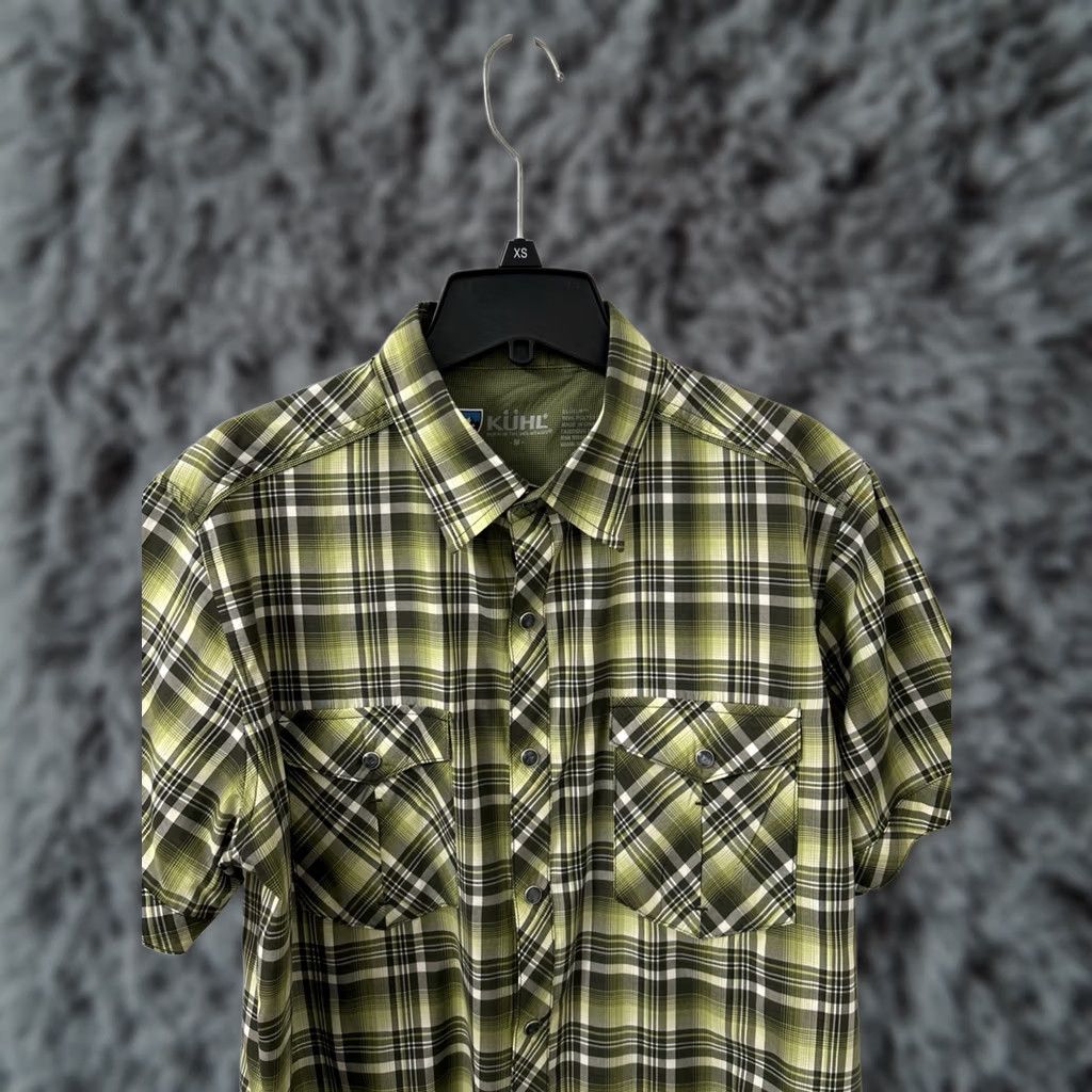 Vintage Kuhl Eluxur Shirt Mens M Green Plaid Button Down Pockets S/S Outdoor Casual Lightweight Moisture Wicking Size US M / EU 48-50 / 2 - 1 Thumbnail