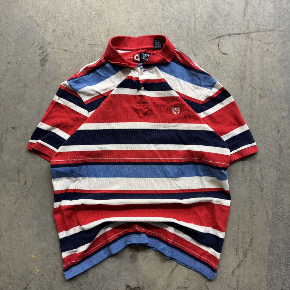 Chaps Ralph Lauren Vintage 90s Y2K Chaps Red Striped Polo Shirt Large Size US L / EU 52-54 / 3 - 1 Thumbnail