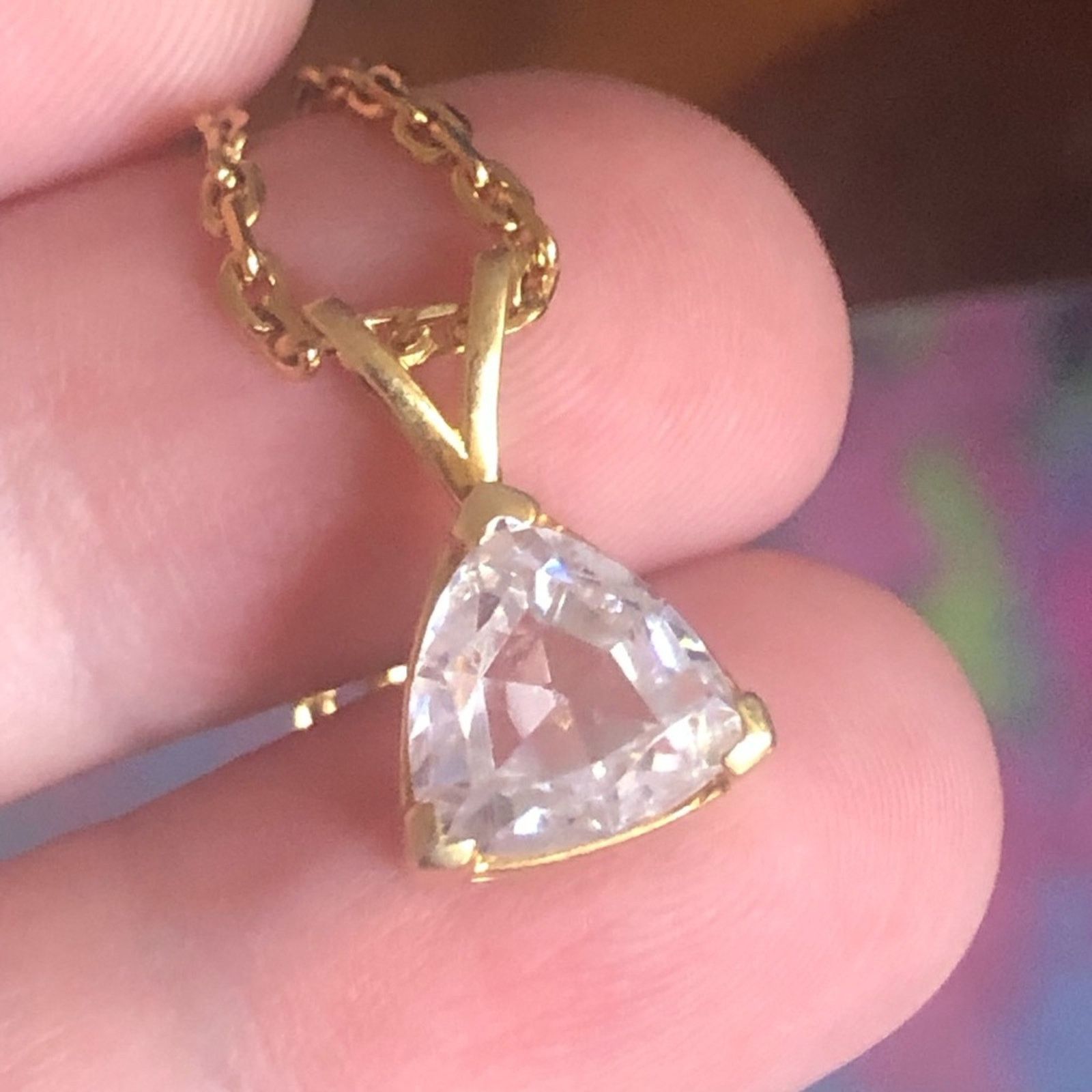 Vintage Vintage prong set triangle clear cubic zirconia necklace Size ONE SIZE - 2 Thumbnail