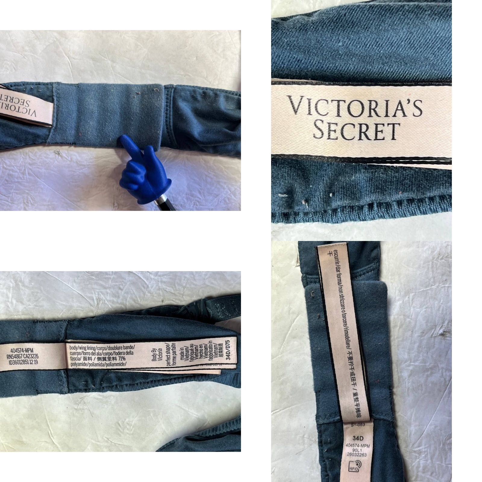 Victoria's Secret VINTAGE Victoria's Secret Bra Lined Perfect Coverage Blue 34D Underwired Padded Hook & Eye 34D Womens Size ONE SIZE - 8 Thumbnail