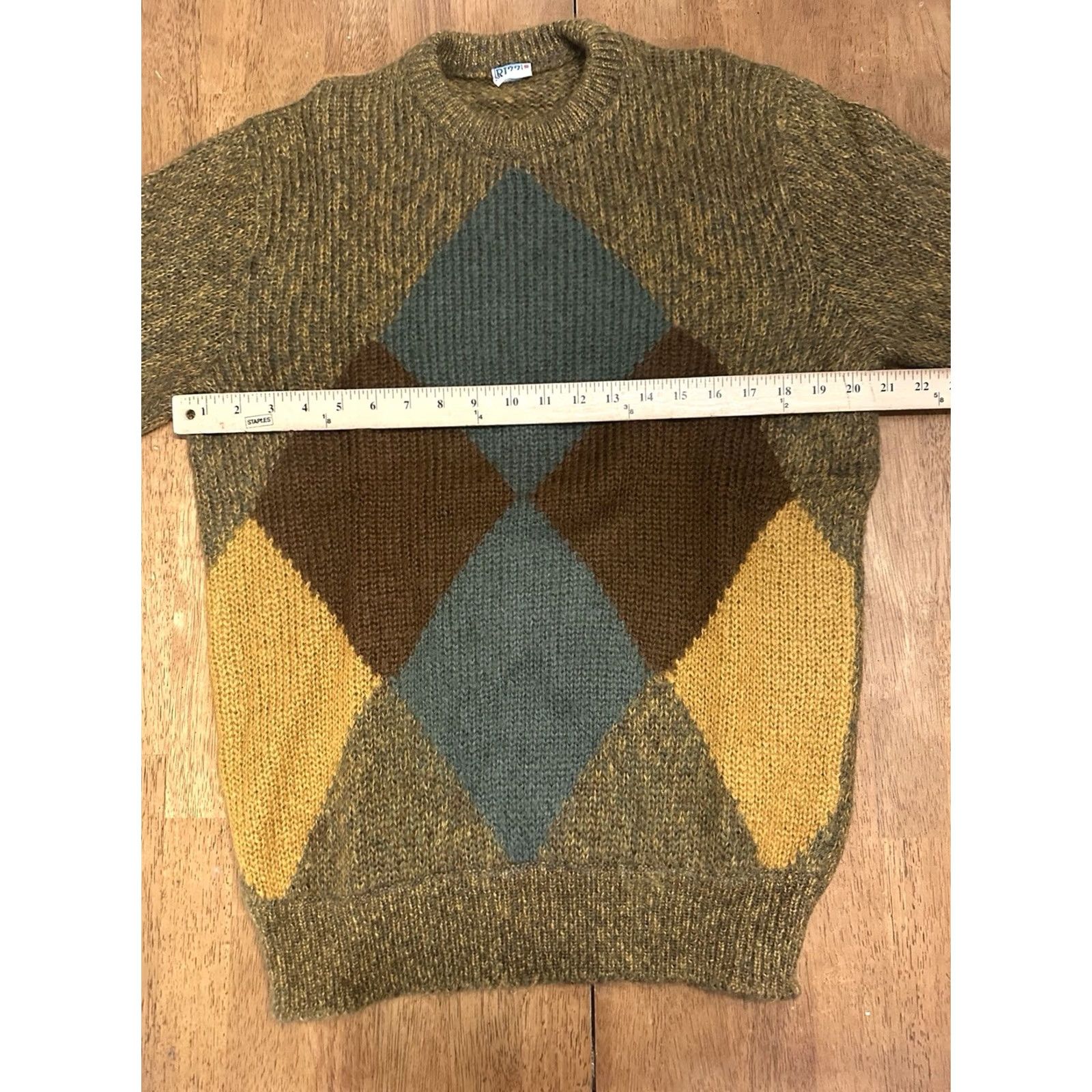 Vintage VINTAGE RIZZ Sweater M/L Argyle Mohair 70s 80s Grunge Brown Mens Size US M / EU 48-50 / 2 - 7 Thumbnail