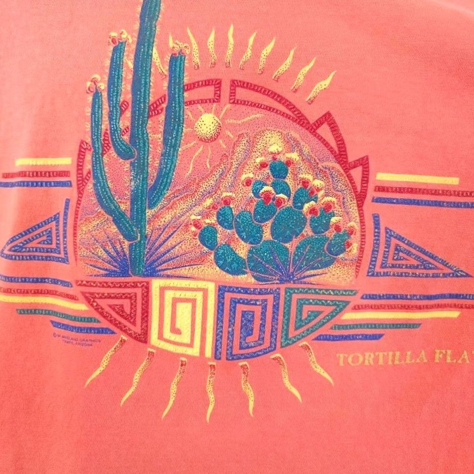 Vintage VINTAGE Sportex T-Shirt Mens Large Orange 90s Arizona Made In USA Southwestern Cactus Travel Shirt Mens Size US L / EU 52-54 / 3 - 3 Thumbnail