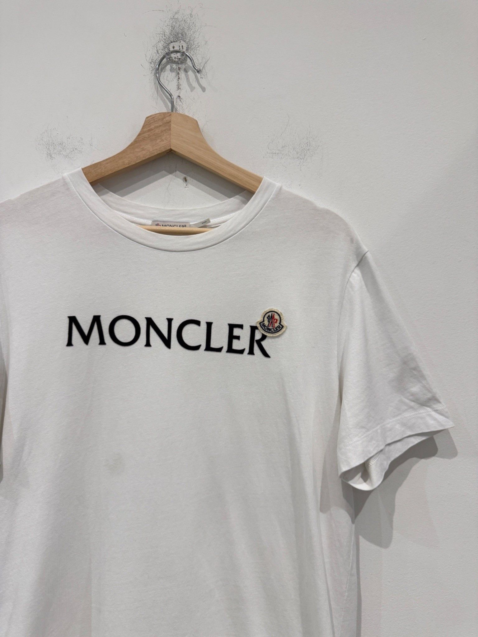 Moncler Moncler Flocked Logo Cotton Shirt White Size US L / EU 52-54 / 3 - 2 Thumbnail