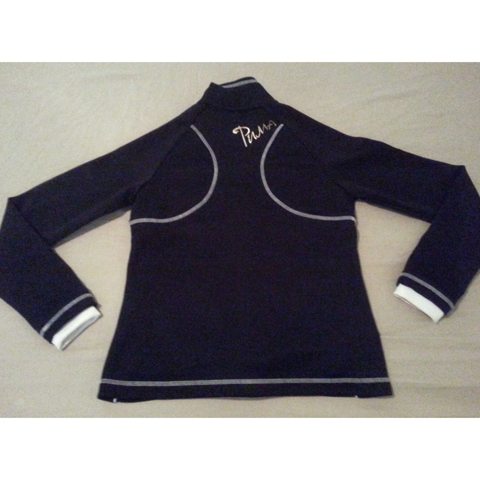 Puma Womens PUMA Full Zip Jacket XS Black Cotton Track Jacket Womens XS Black Full Zip Jacket Size XS / US 0-2 / IT 36-38 - 3 Thumbnail