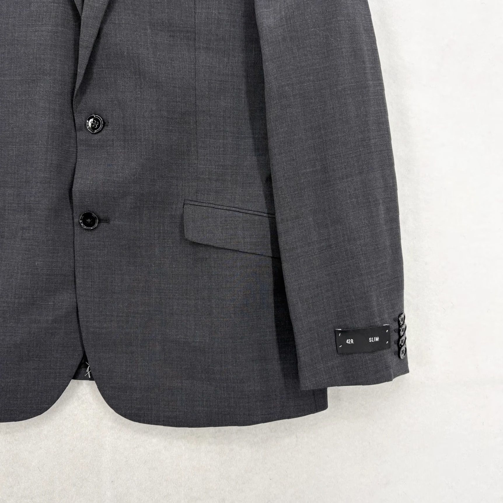 Express Express Slim Fit Two-Button Wool Blend Blazer Mens 42R Gray Jacket Regular Notch Lapel Size 42R - 3 Thumbnail