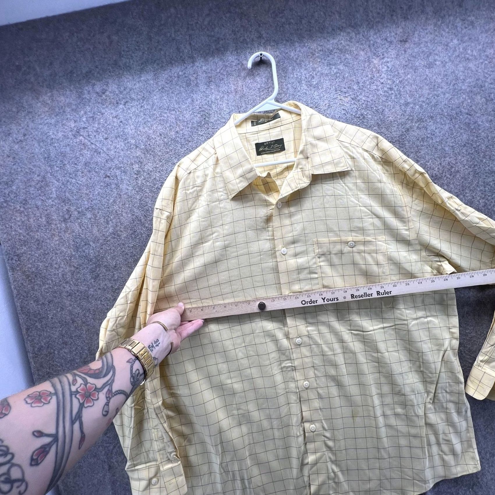 Orvis Orvis Shirt Mens XL Yellow Check Long Sleeve Button Front Casual Cotton Outdoor Mens, XL, Yellow, Check, Button-Up, Classic Fit, Pockets, All Seasons Size US XL / EU 56 / 4 - 3 Thumbnail