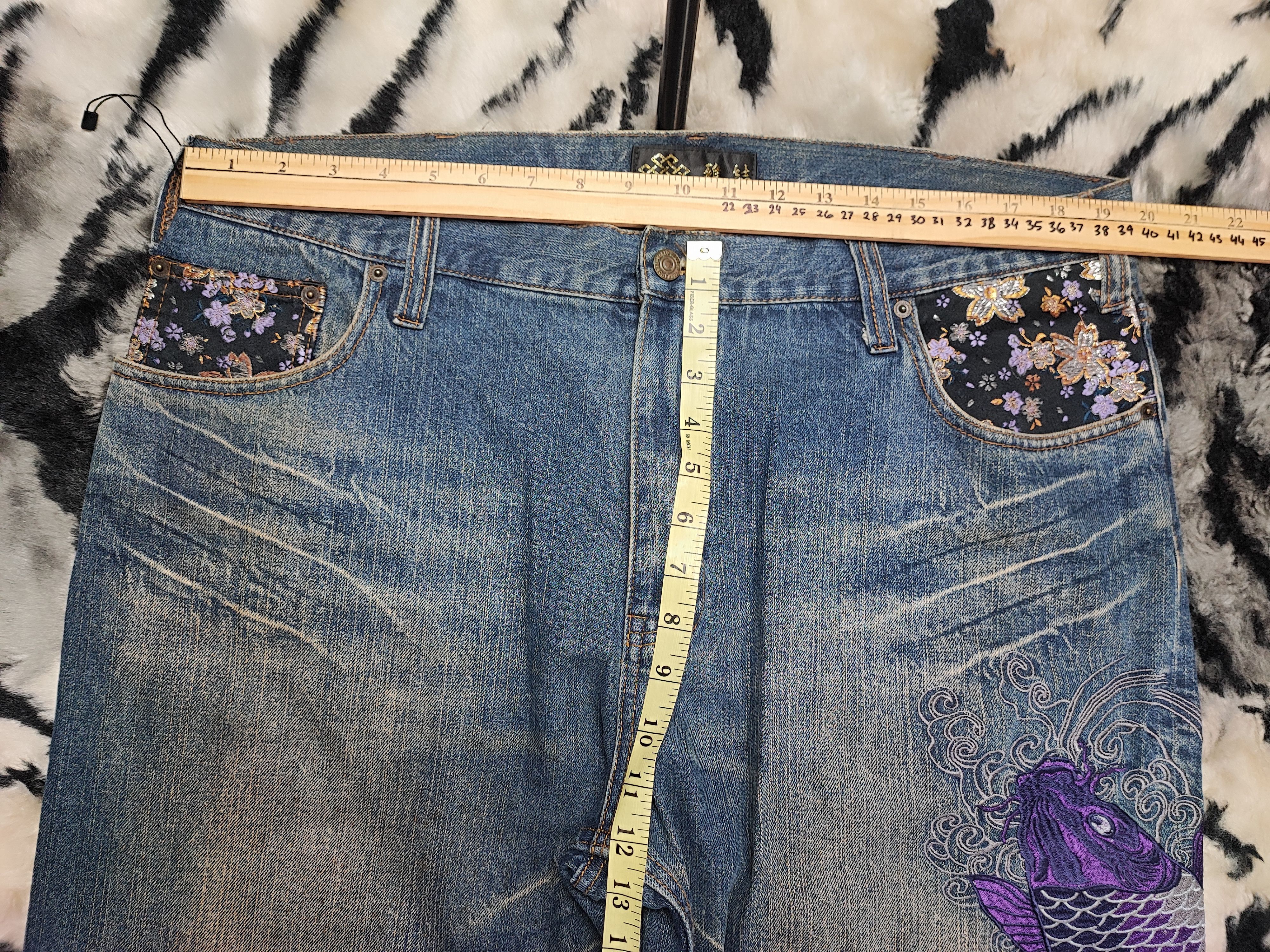 Japanese Brand Vintage Y2K Miyabi Musubi Japan Wagara Koi Fish Embroidery Size US 38 / EU 54 - 7 Thumbnail