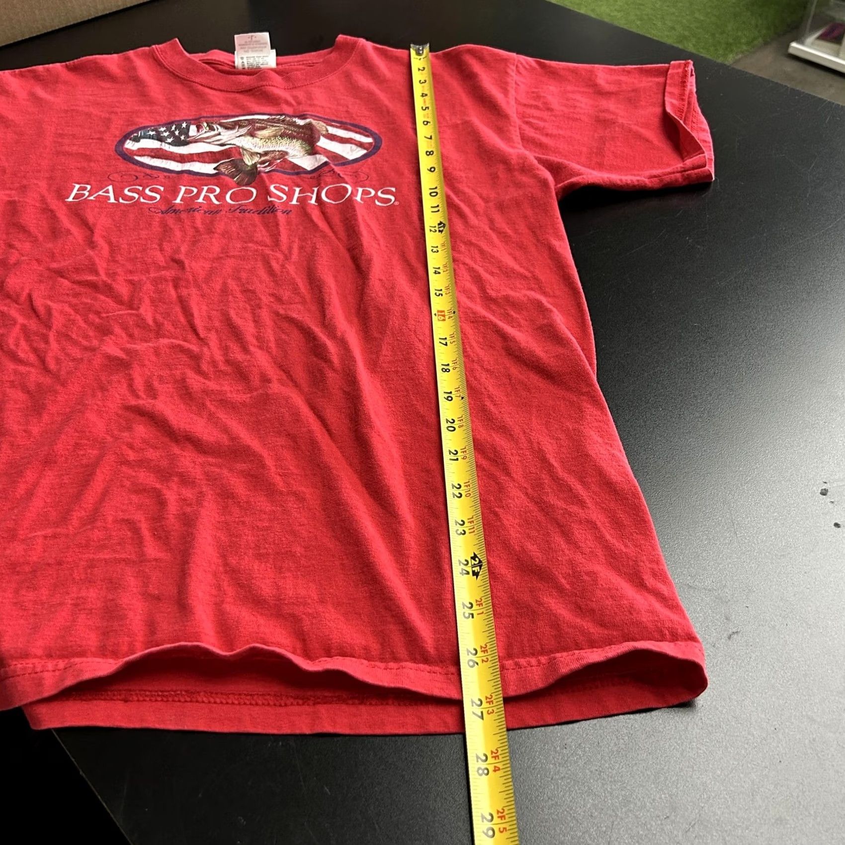 Bass Pro Shops Bass Pro Shops Shirt Mens L T-Shirt Graphic Print Patriotic American Flag Bass Pro Shops Logo Crew Neck Short Sleeve Red Outdoor Fish Theme Size US L / EU 52-54 / 3 - 5 Thumbnail