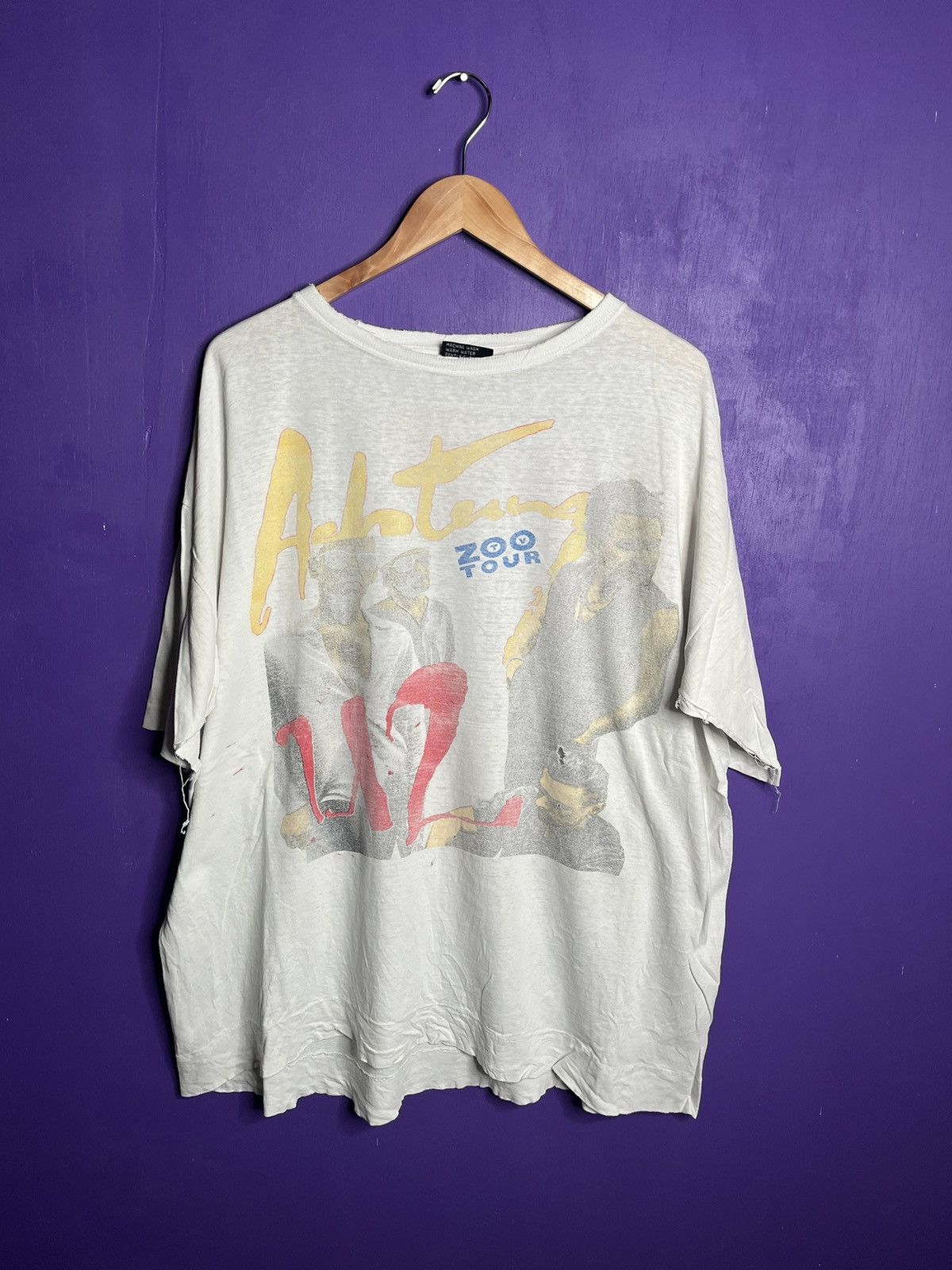 image of Band Tees x Tour Tee Vintage U2 Zoo Tv Parking Lot Bootleg Tour T-Shirt in White, Men's (Size 2XL)