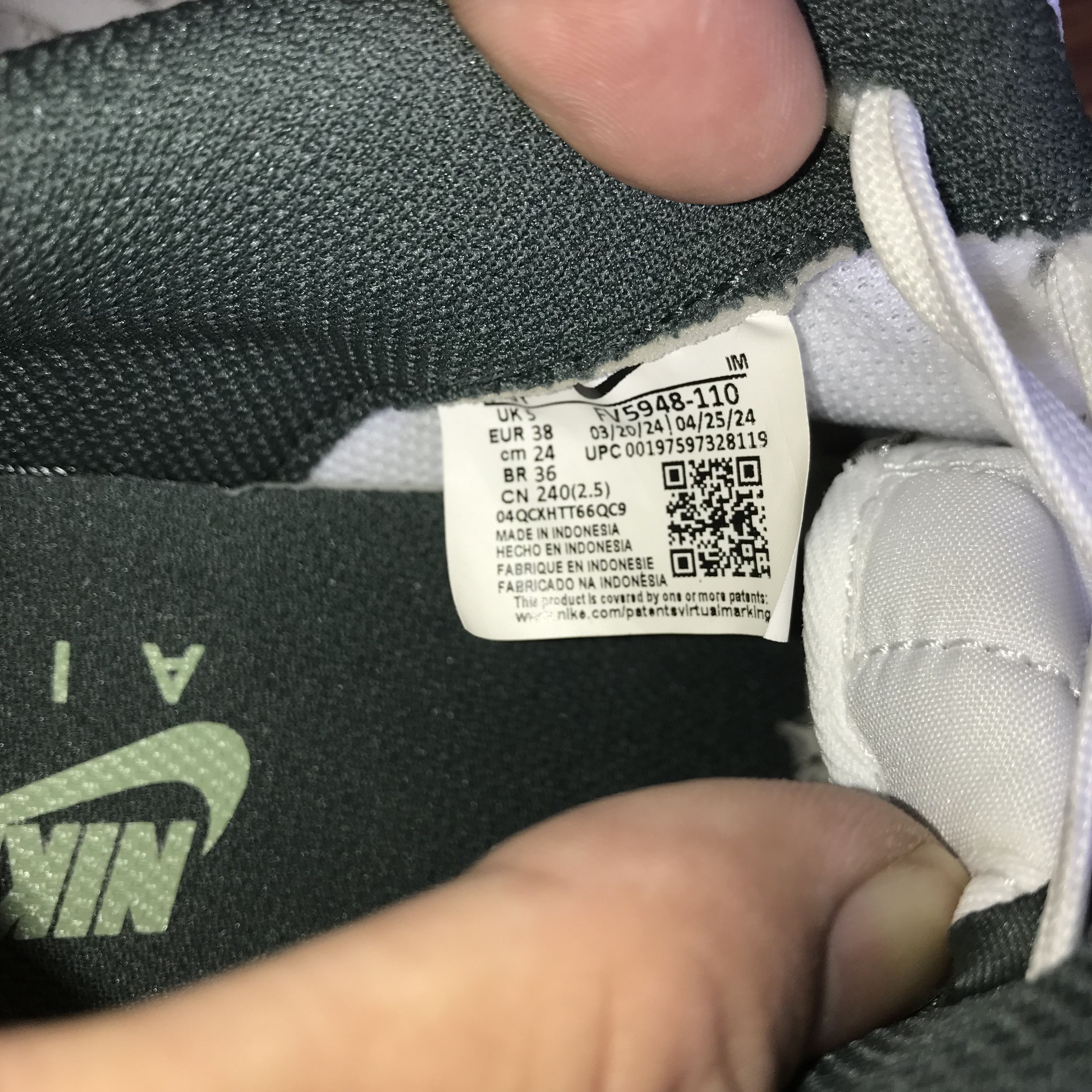Nike Nike Air Force 1 Green Union Size 5uk 38 eur 24 Size US 5.5 / EU 38 - 10 Thumbnail